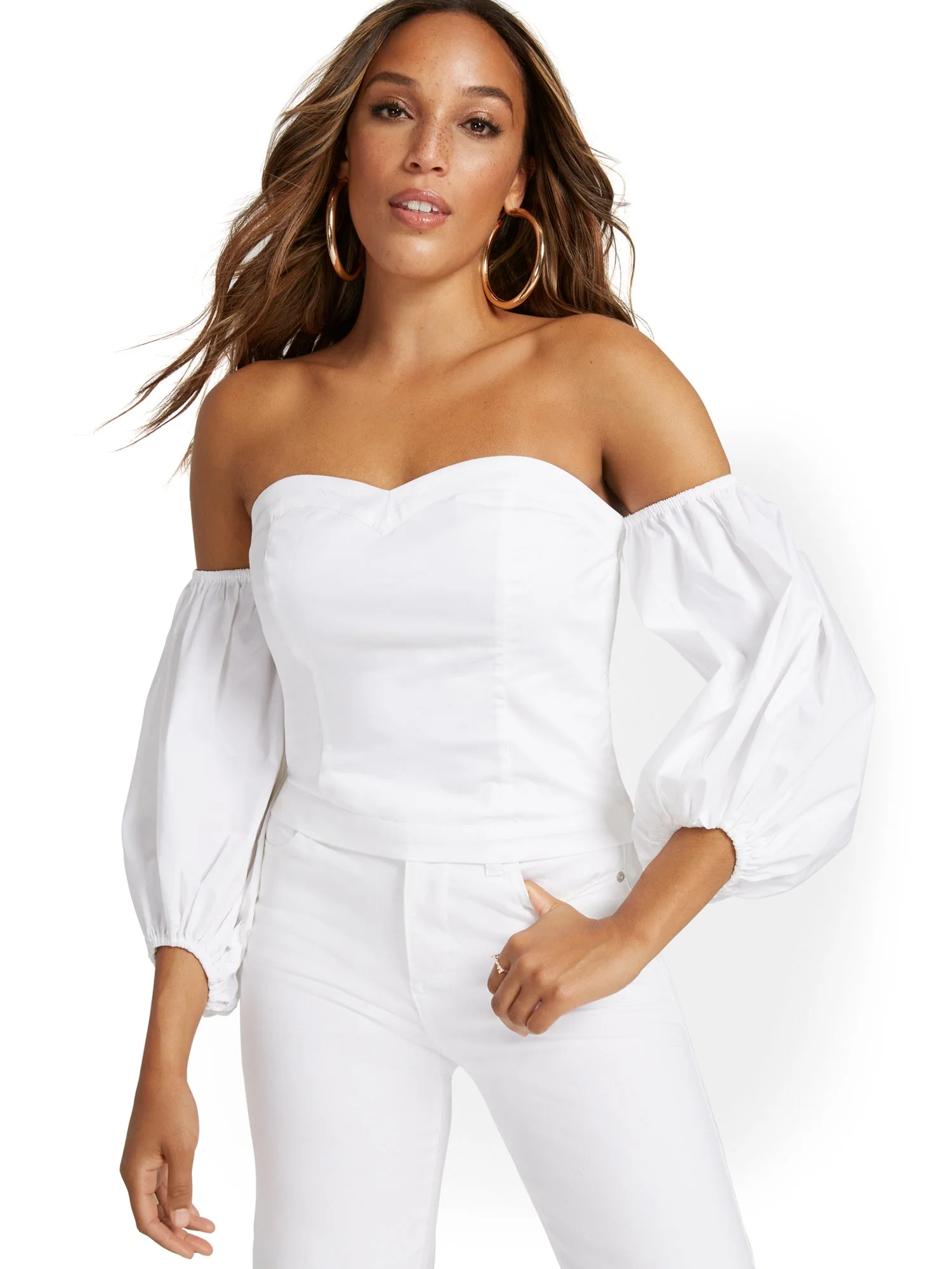 Off-The-Shoulder Poplin Top - Image 2