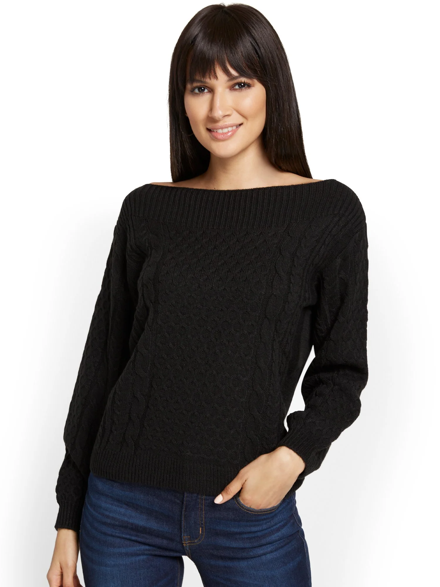 Off-The-Shoulder Pullover Sweater - Image 2