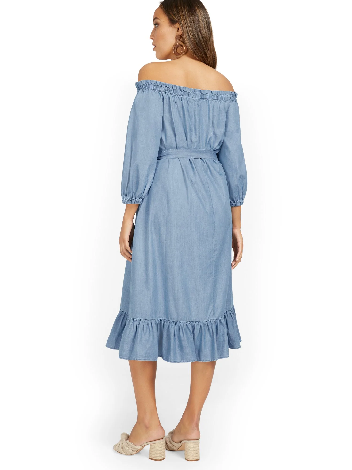 Off-The-Shoulder Ruffle-Hem Dress - Image 3