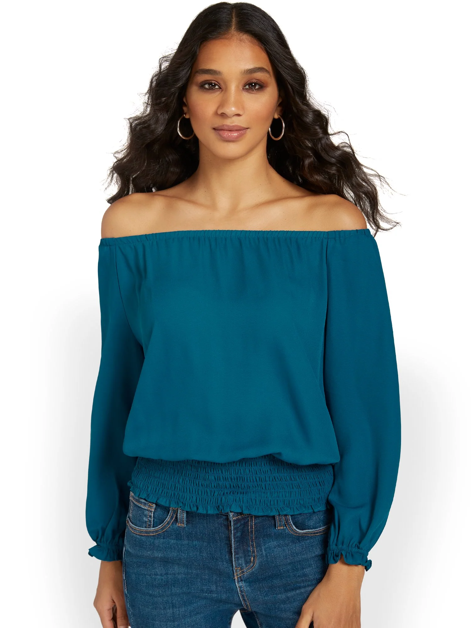 Off-The-Shoulder Smock Top - Image 2