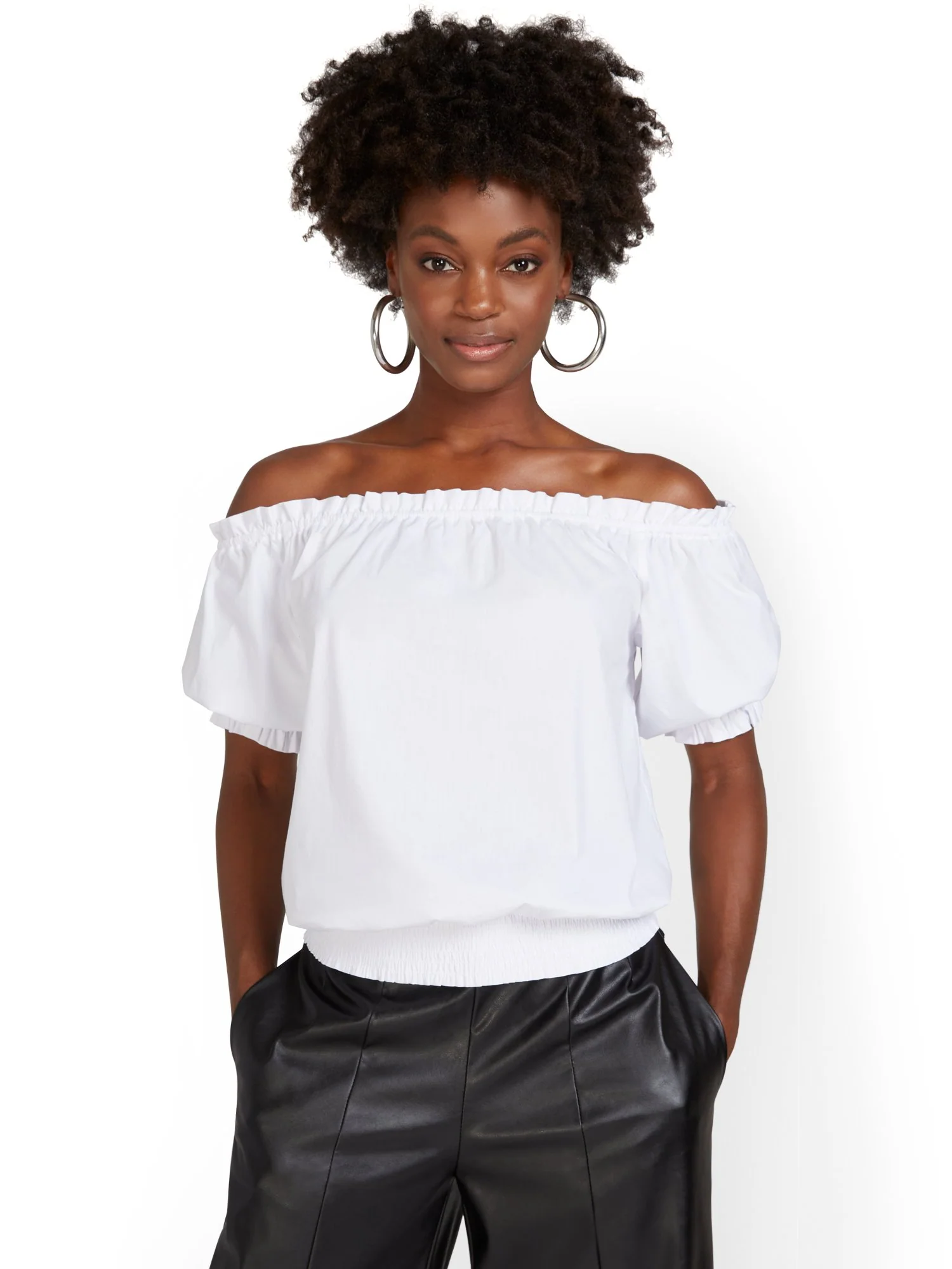Off-The-Shoulder Smocked Poplin Top - Image 4