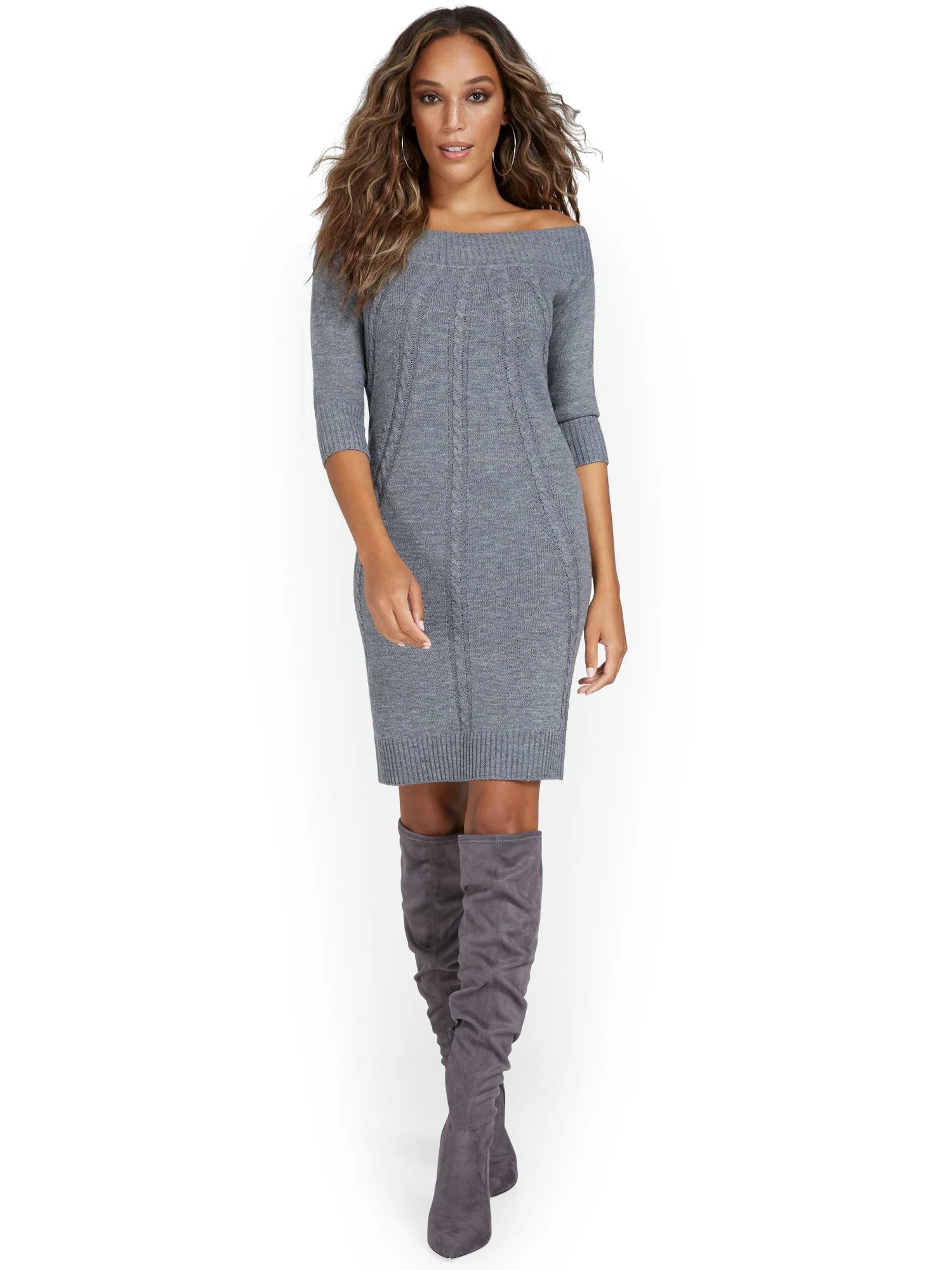 Off-The-Shoulder Sweater Dress