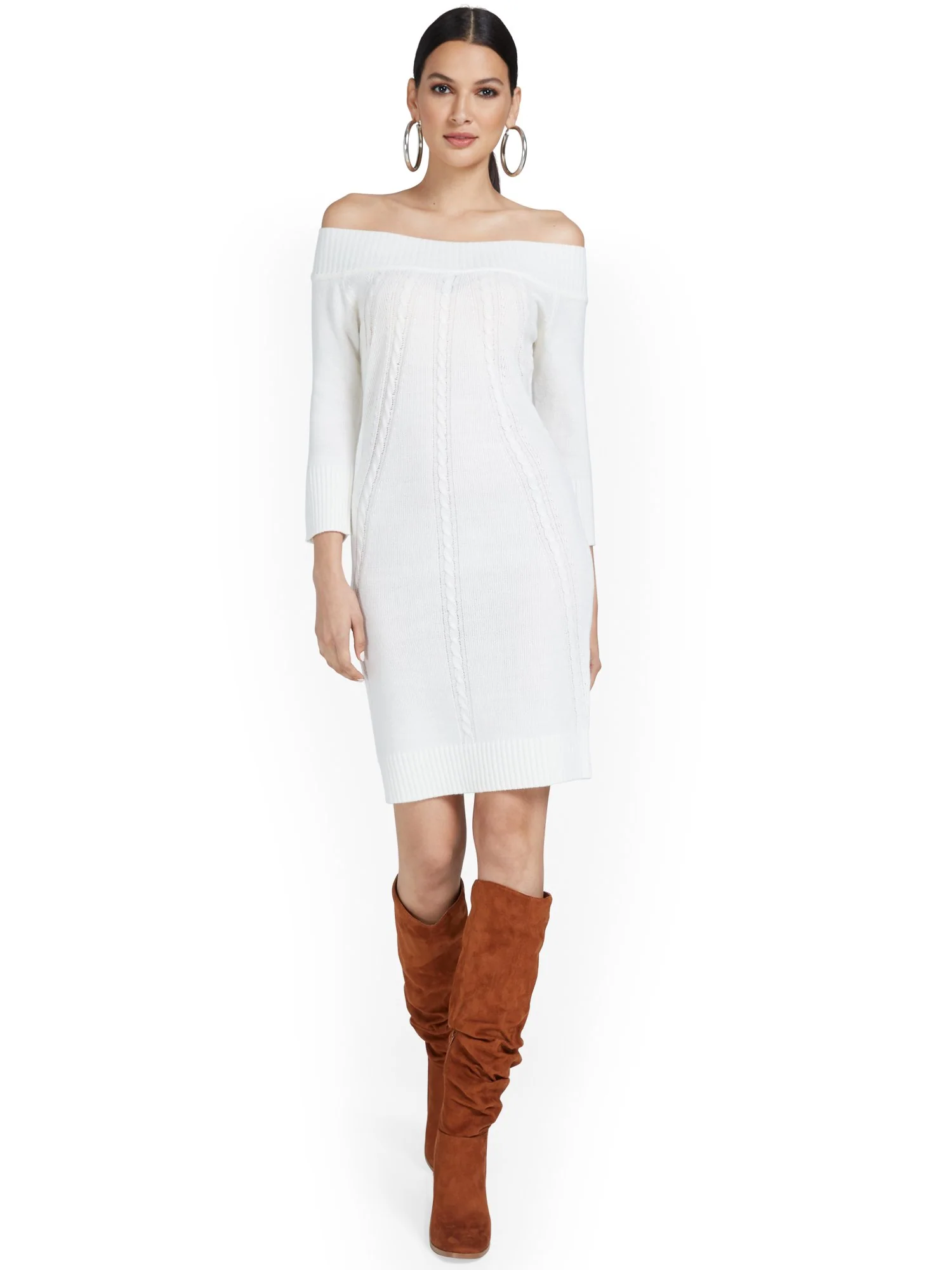 Off-The-Shoulder Sweater Dress - Image 15