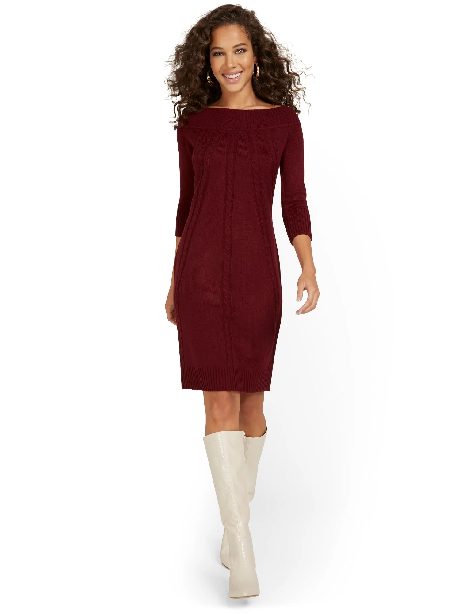 Off-The-Shoulder Sweater Dress - Image 4
