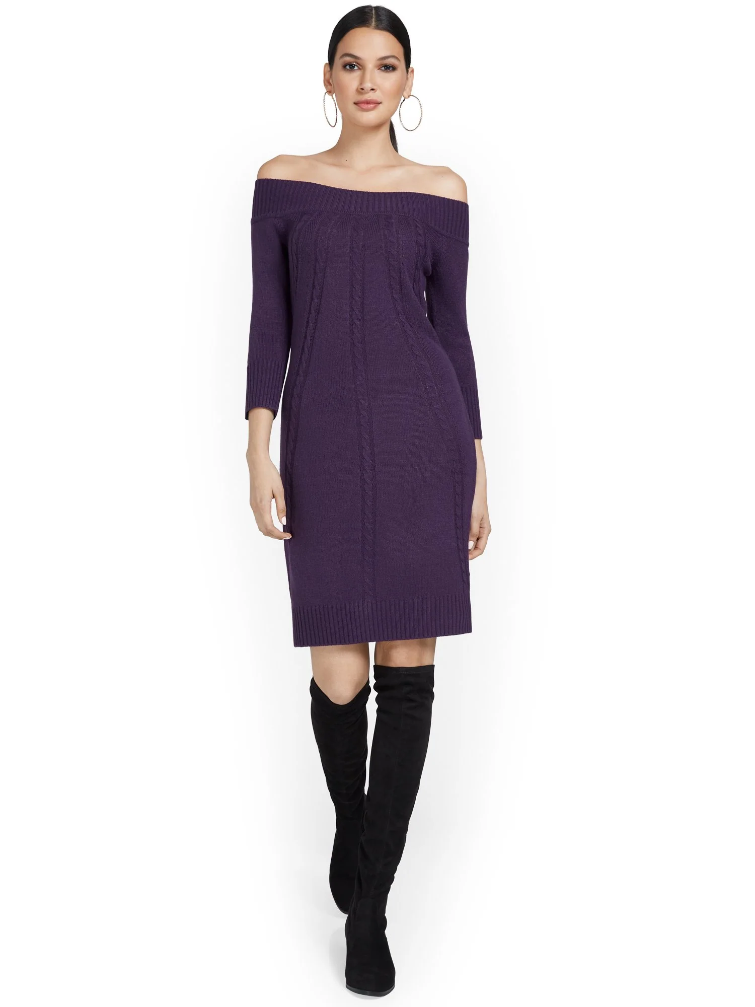 Off-The-Shoulder Sweater Dress - Image 7
