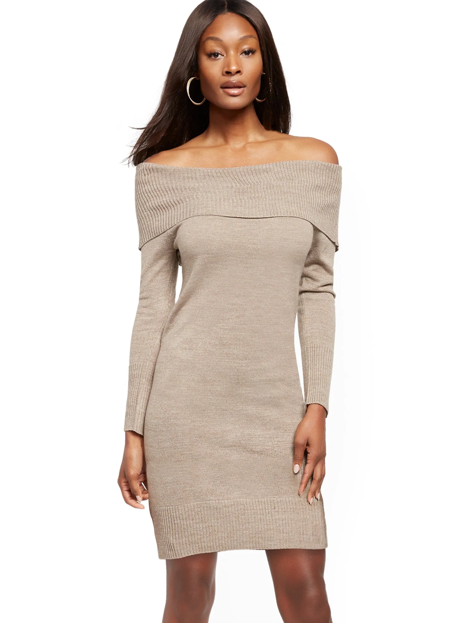 Off-The-Shoulder Sweater Dress - Image 2