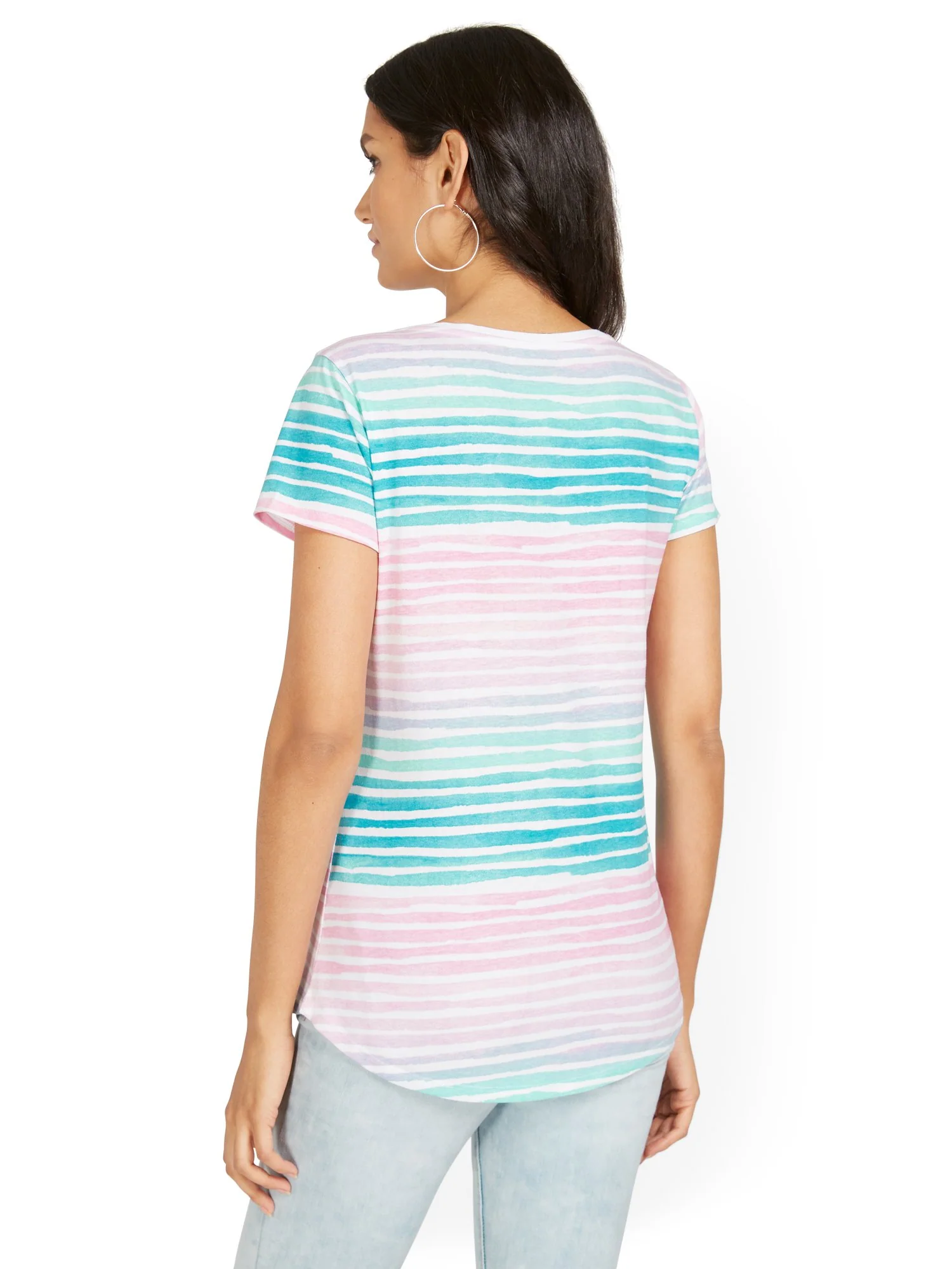 Ombre Stripe V-Neck Perfect Tee - Image 3