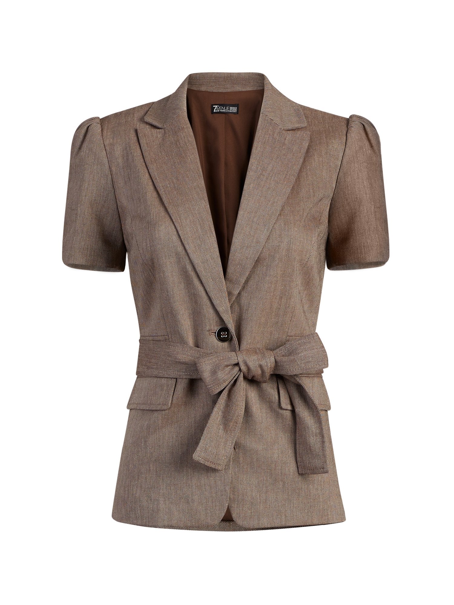 One-Button Puff-Sleeve Jacket - Linen-Blend - 7th Avenue - Image 6