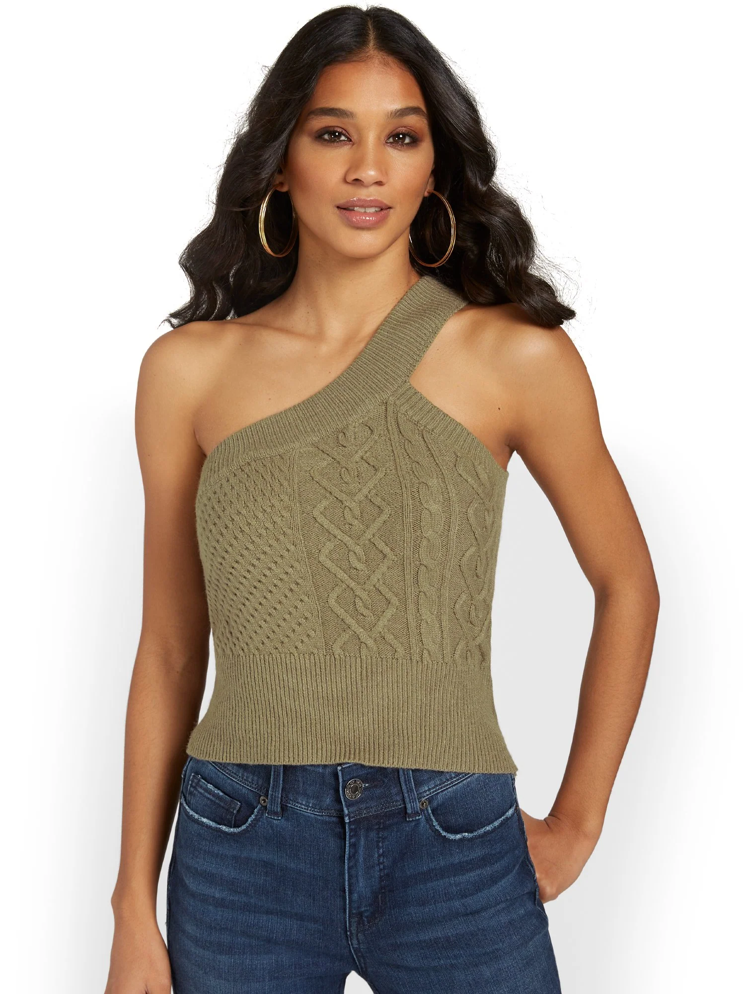 Crescent One-Shoulder Cable-Knit Tank - Brands We Love - Image 5