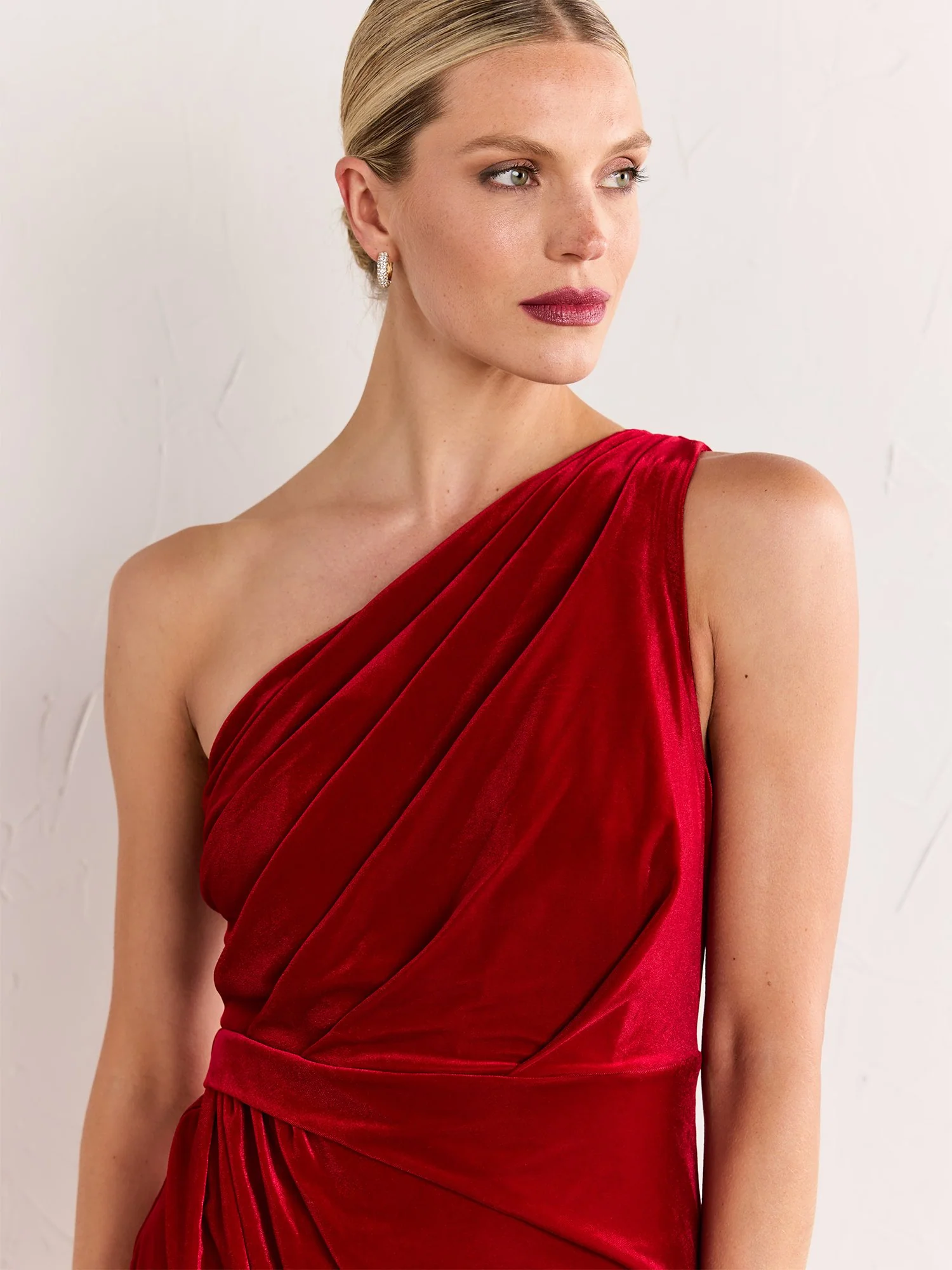 One-Shoulder Draped Velvet Gown - Do+Be - Image 13