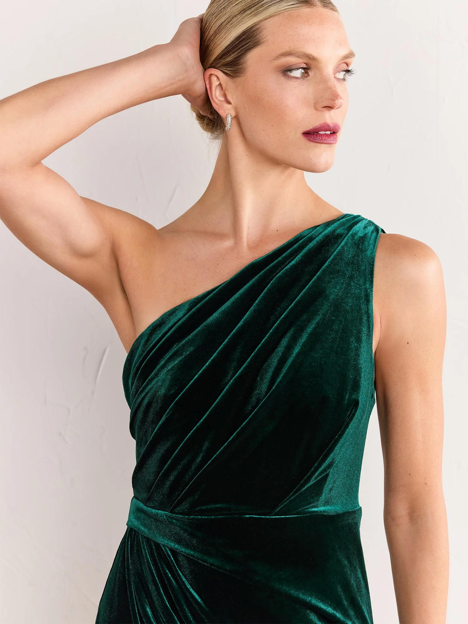 One-Shoulder Draped Velvet Gown - Do+Be - Image 9