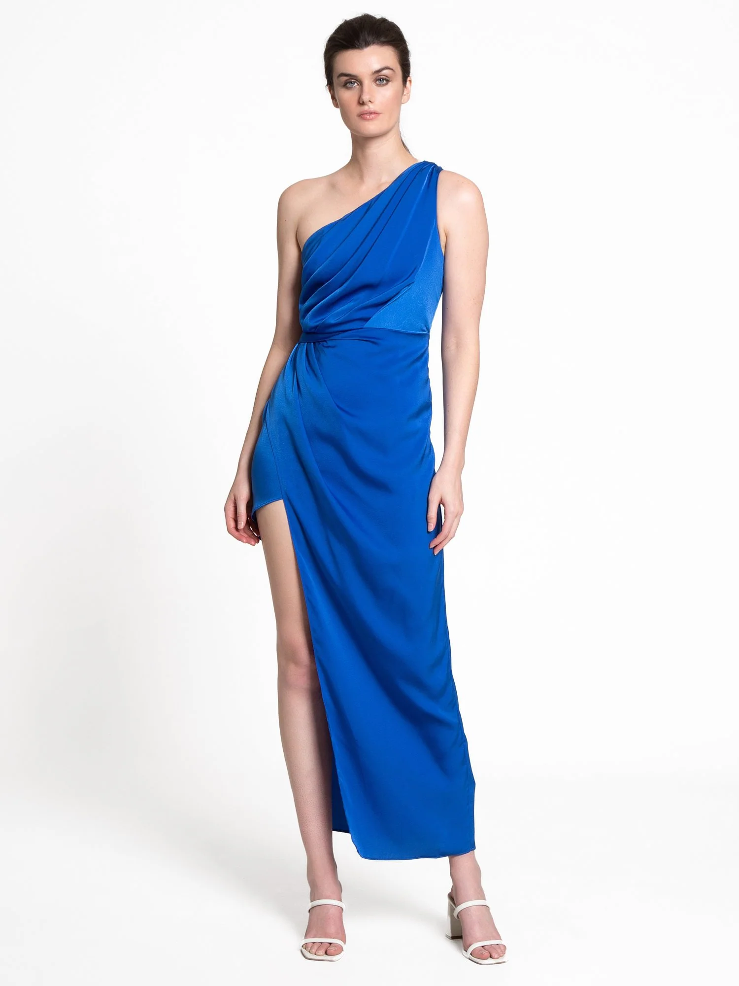 One-Shoulder Pleated Satin Midi Dress - Do+Be - Image 6