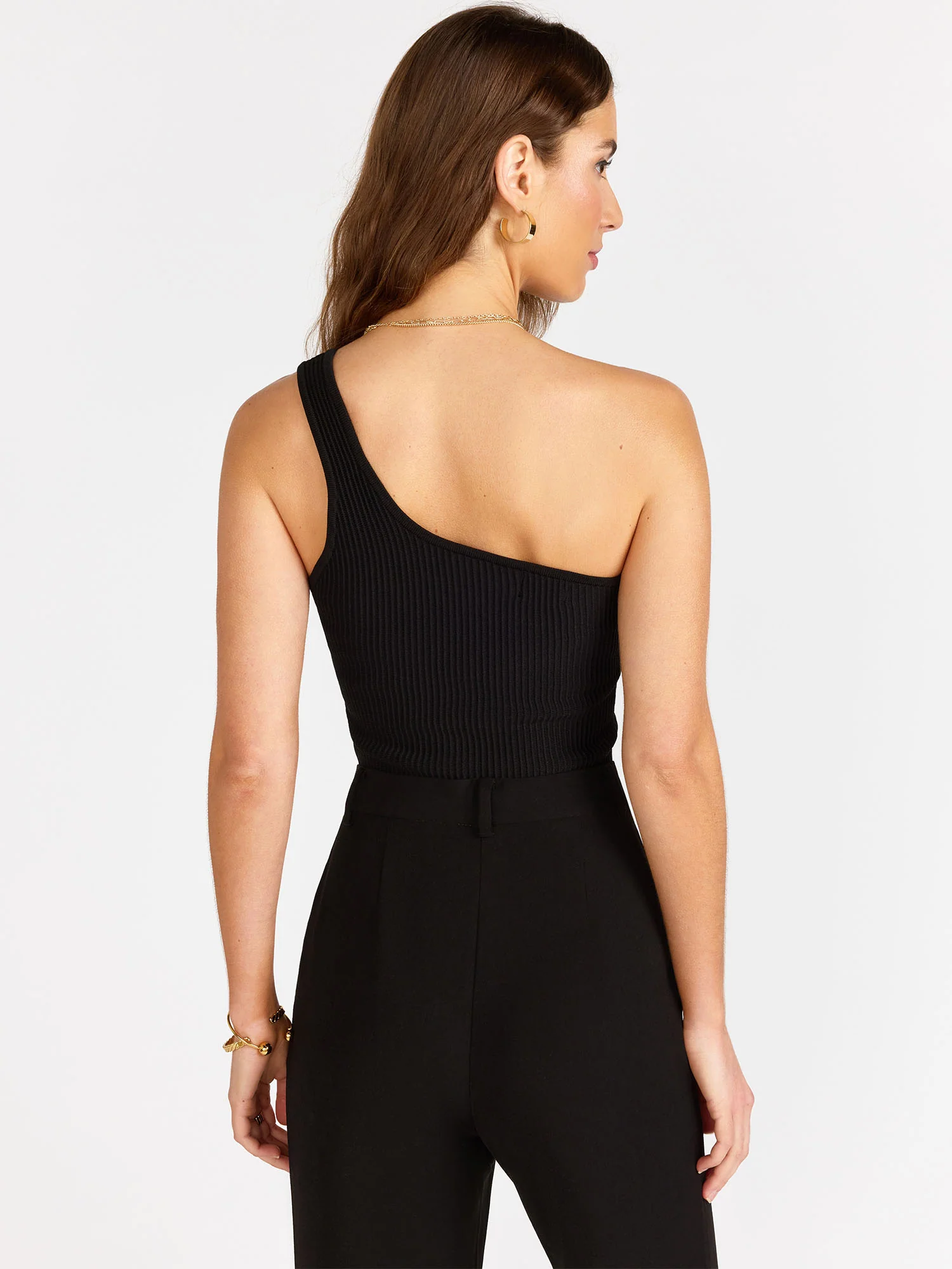 One-Shoulder Sculpt Rib Tank Top - Debut By Dreamers - Image 4