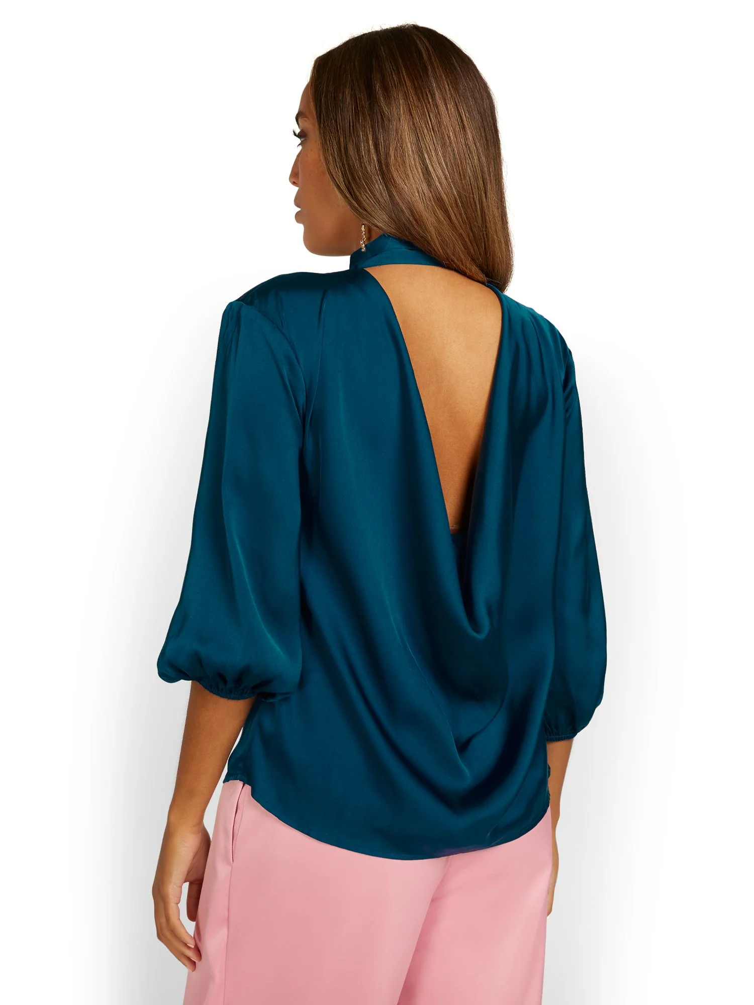 Open-Back Bow-Neck Blouse - Image 3
