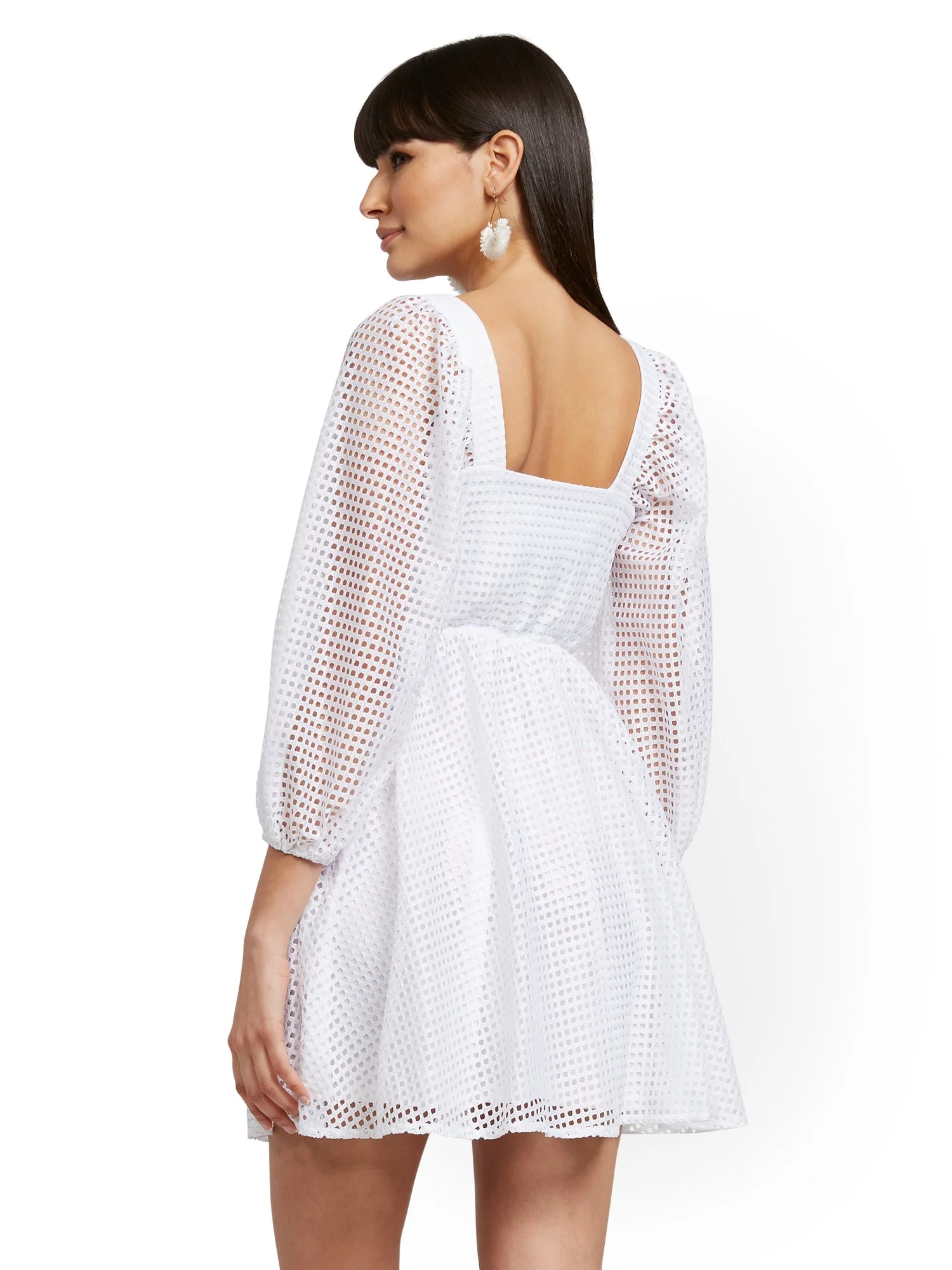 Open-Stitch Button-Front Dress - Image 3