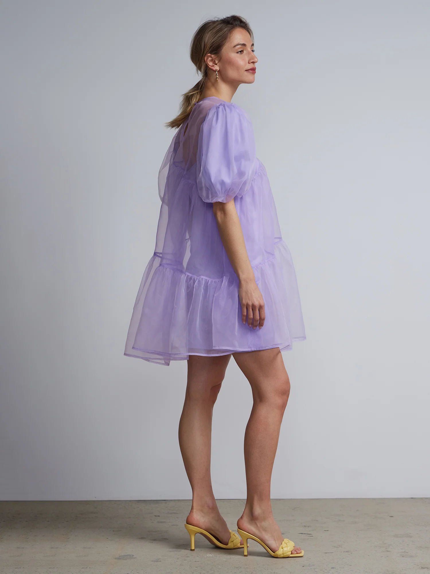 Organza Puff-Sleeve Bubble Dress - Image 2