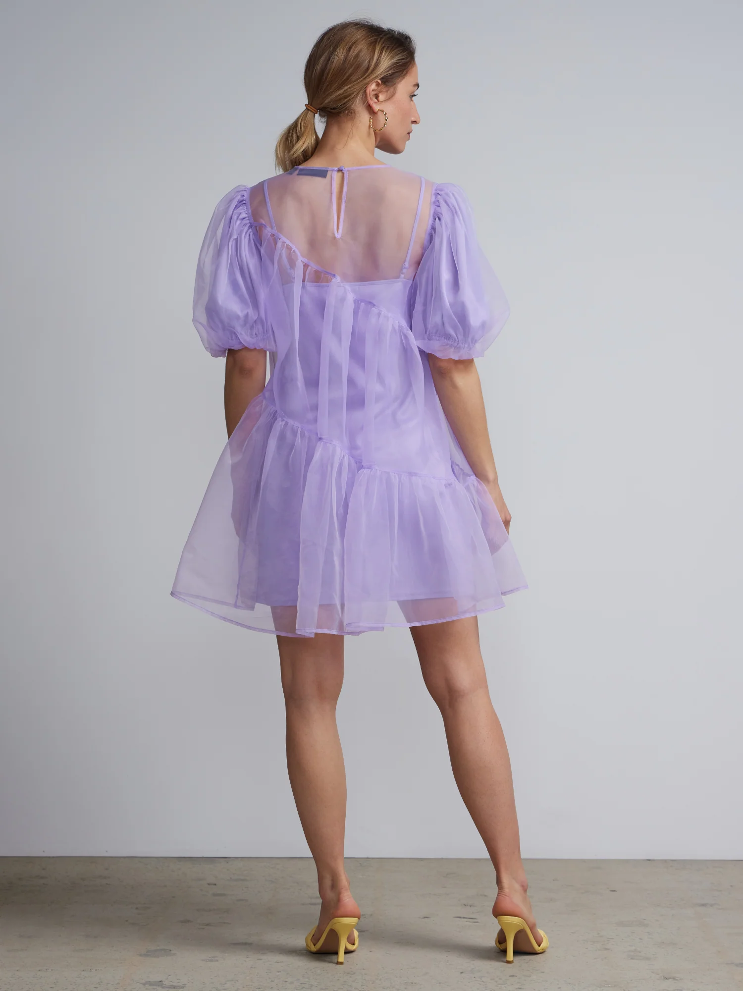 Organza Puff-Sleeve Bubble Dress - Image 3