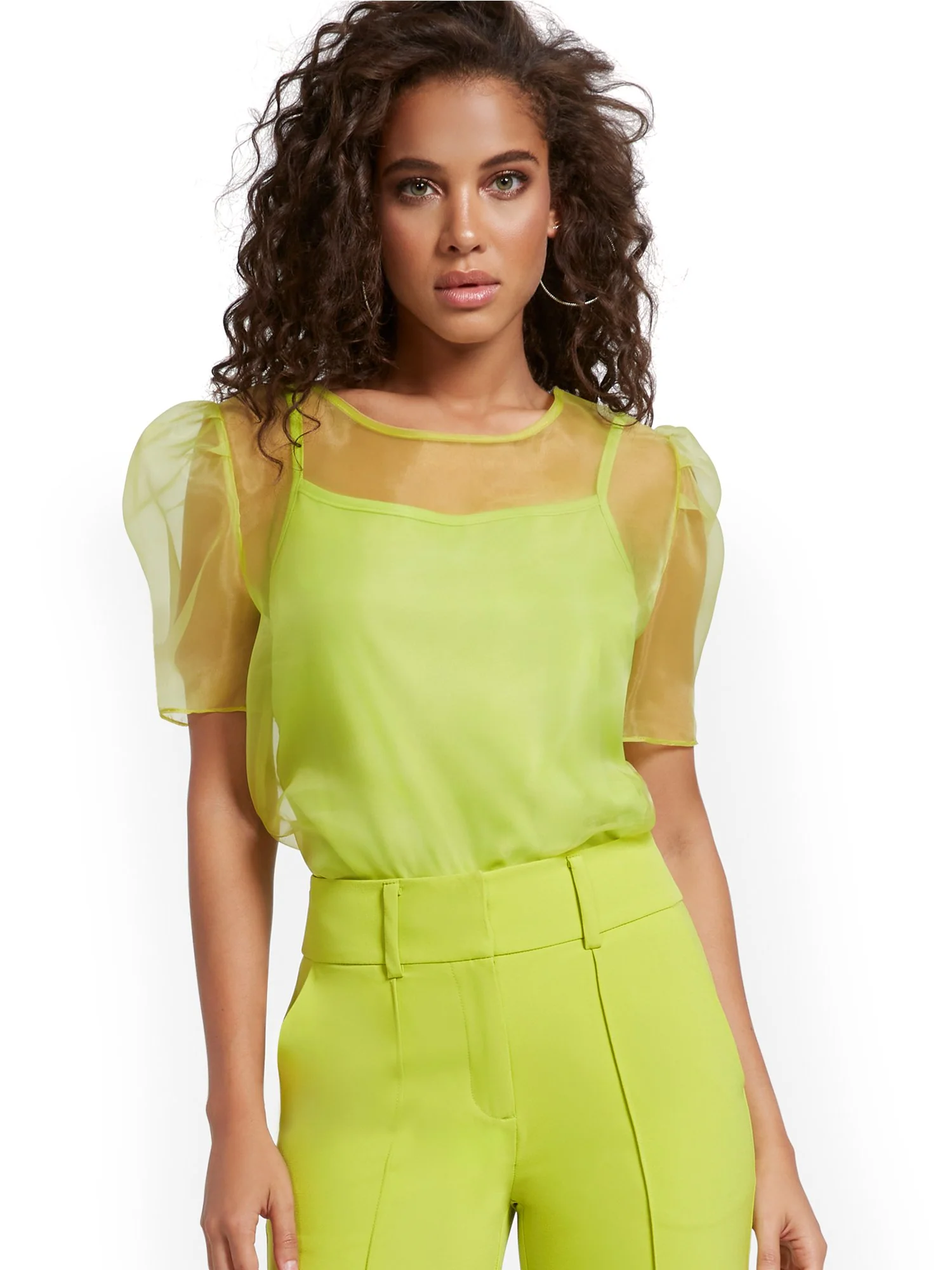 Organza Puff-Sleeve Top - Image 7