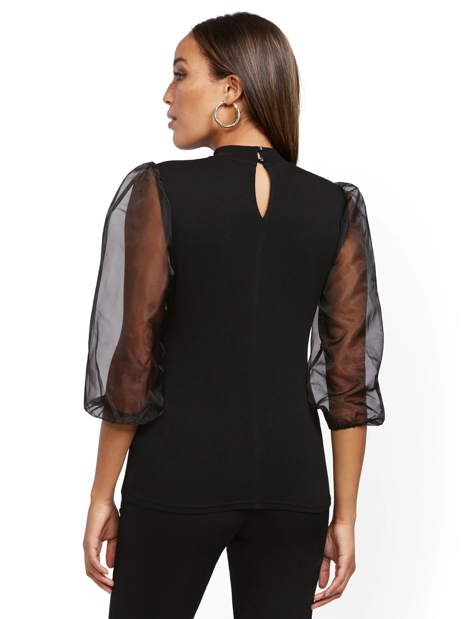 Organza Puff-Sleeve Top - Image 3