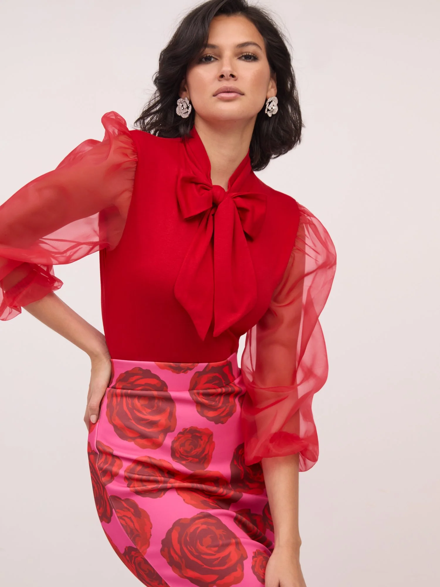 Organza-Sleeve Knit Bodysuit - Image 4