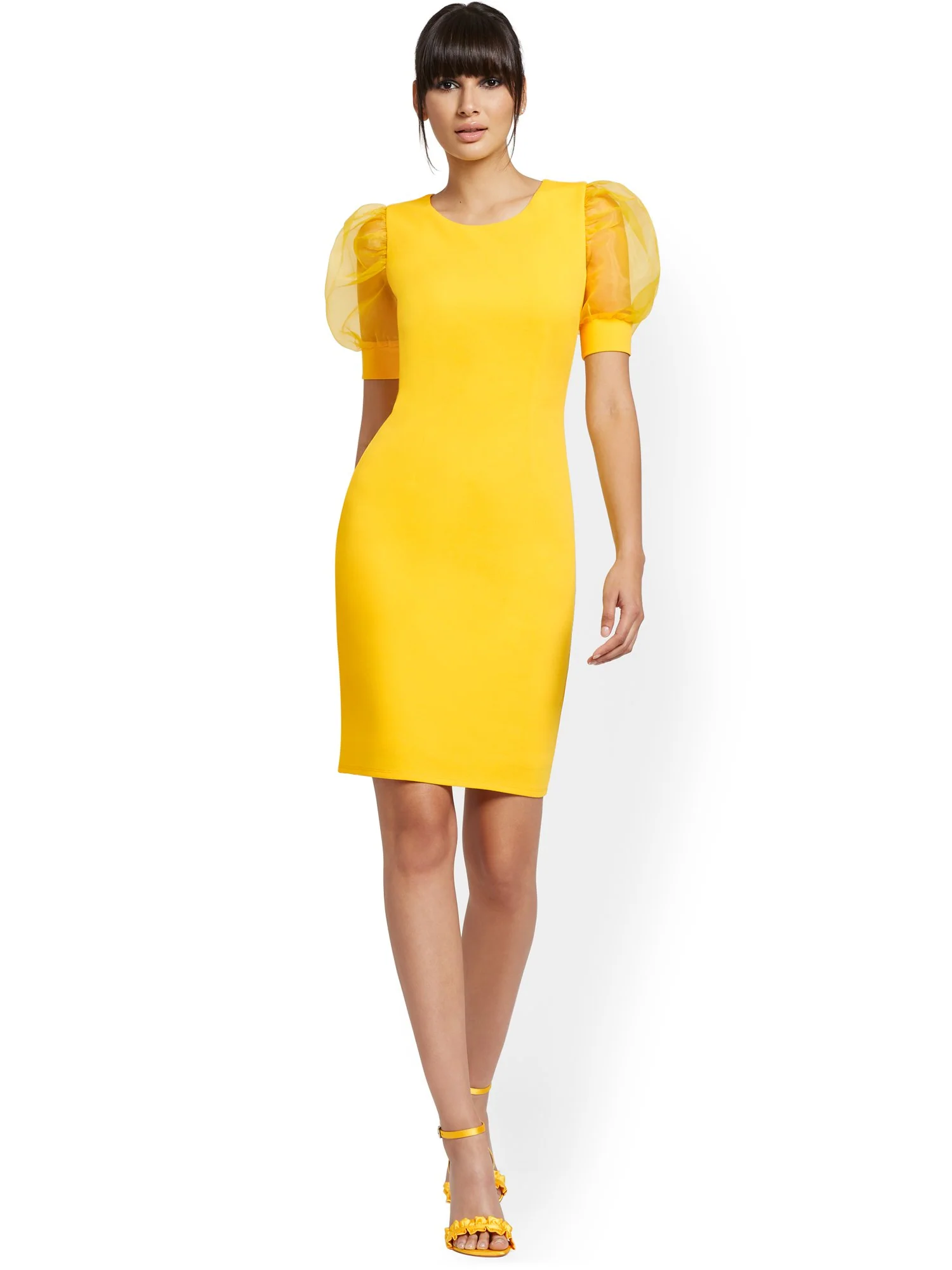 Organza-Sleeve Sheath Dress - Magic Crepe® - Image 10