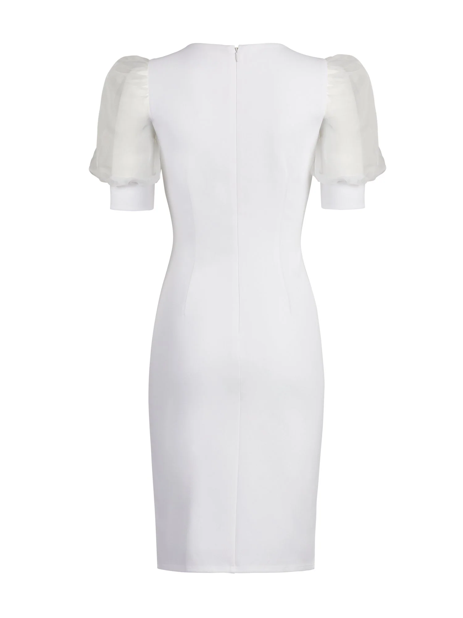 Organza-Sleeve Sheath Dress - Magic Crepe® - Image 3