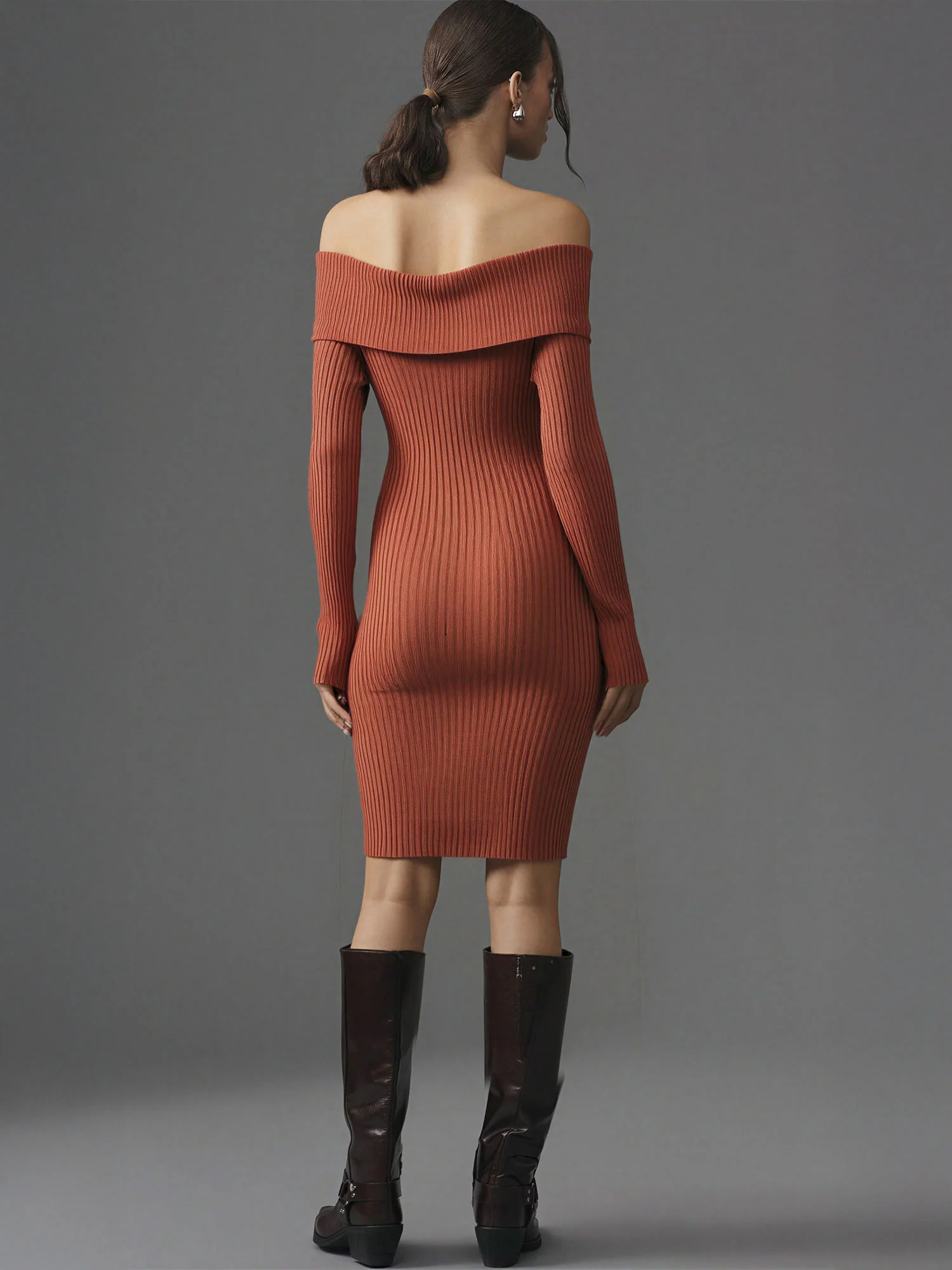 Off The Shoulder Sweater Mini Dress - Image 4