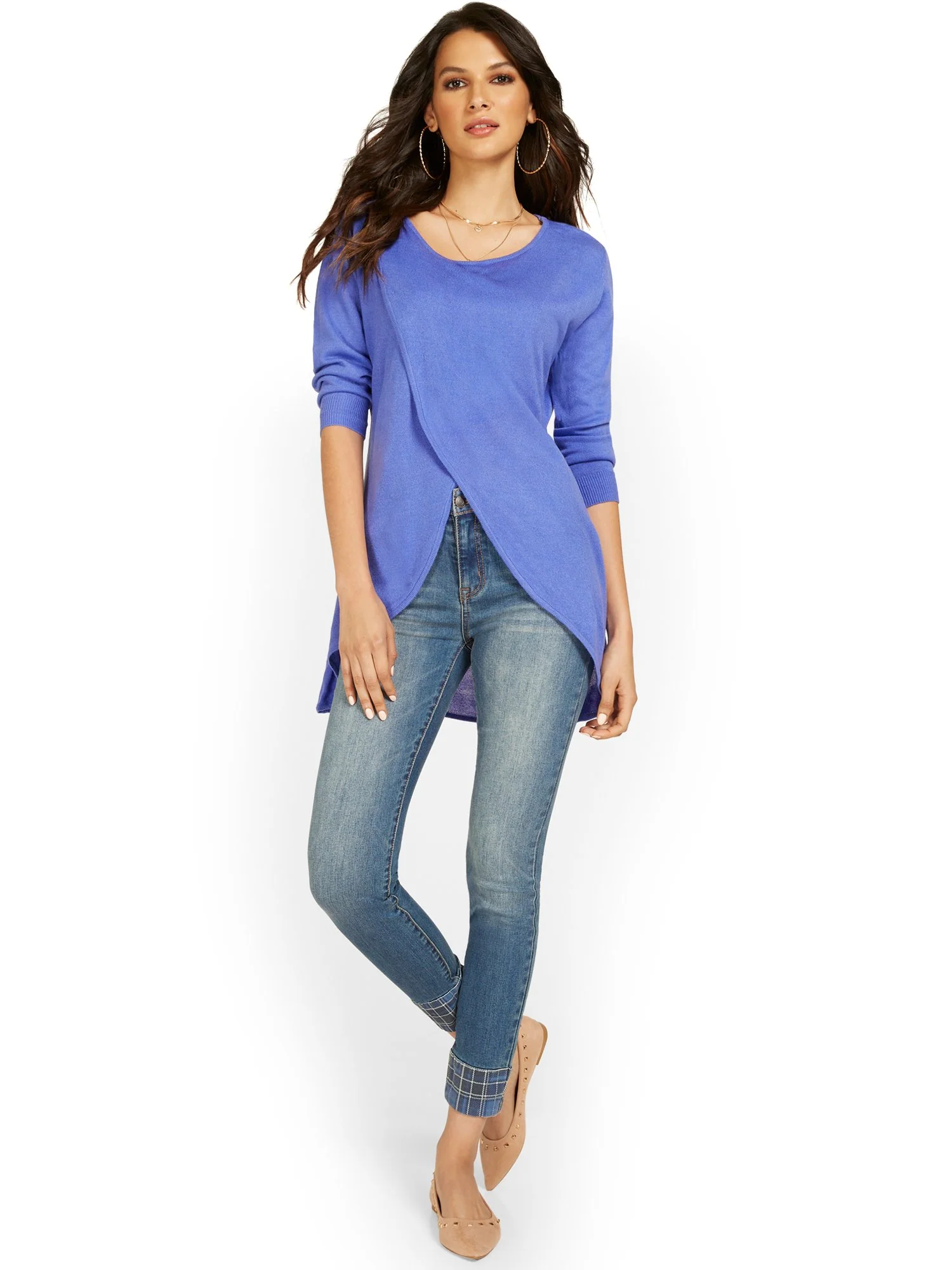 Overlap-Hem Tunic Sweater - Image 15
