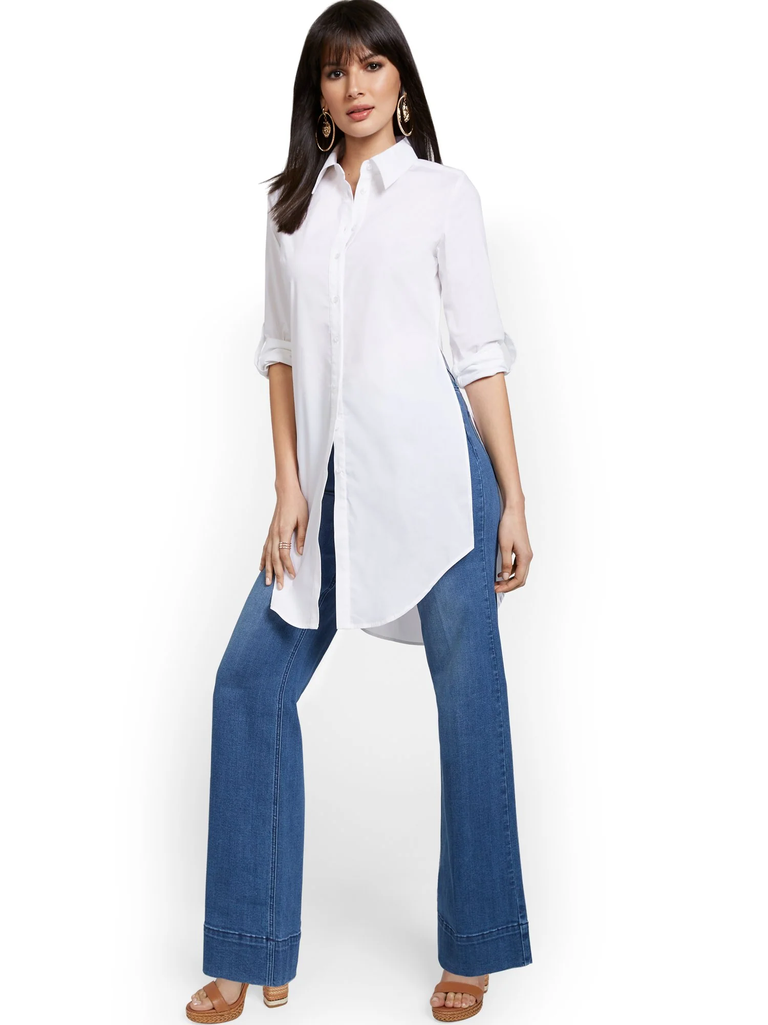 Oversized Button-Up Poplin Top - Image 2