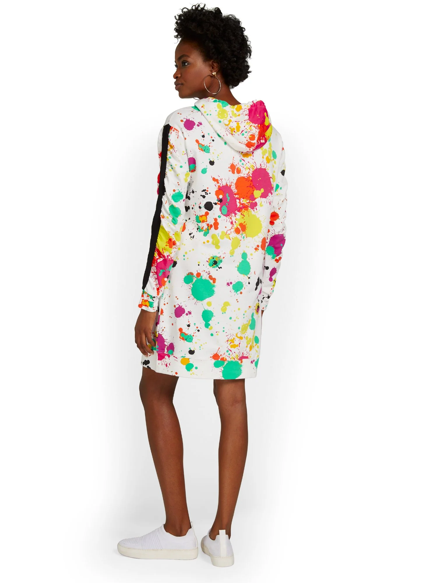 Paint-Splatter French Terry Hoodie Dress - Image 3
