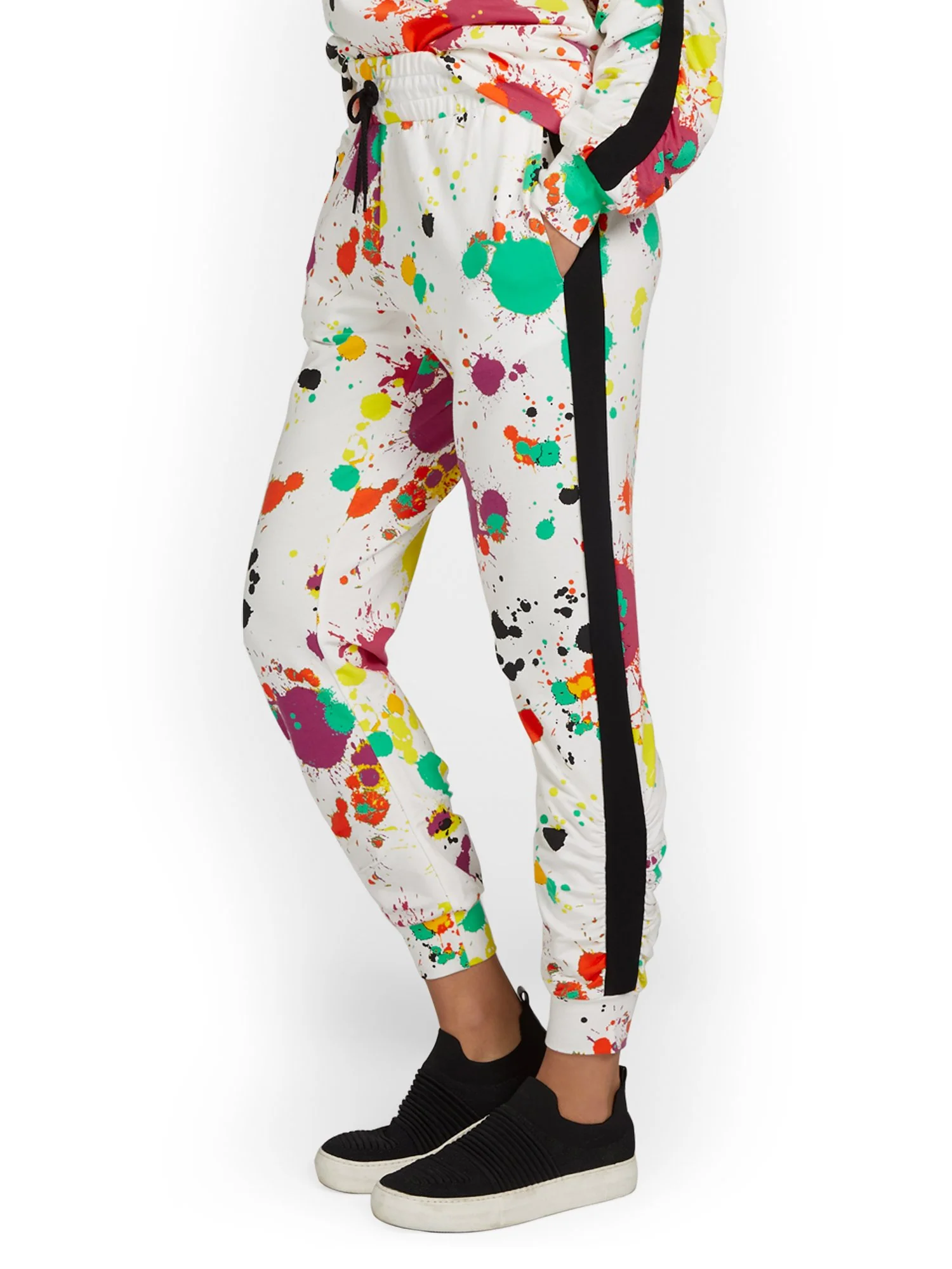 Paint-Splatter Ruched Colorblock French Terry Jogger Pant - Image 2