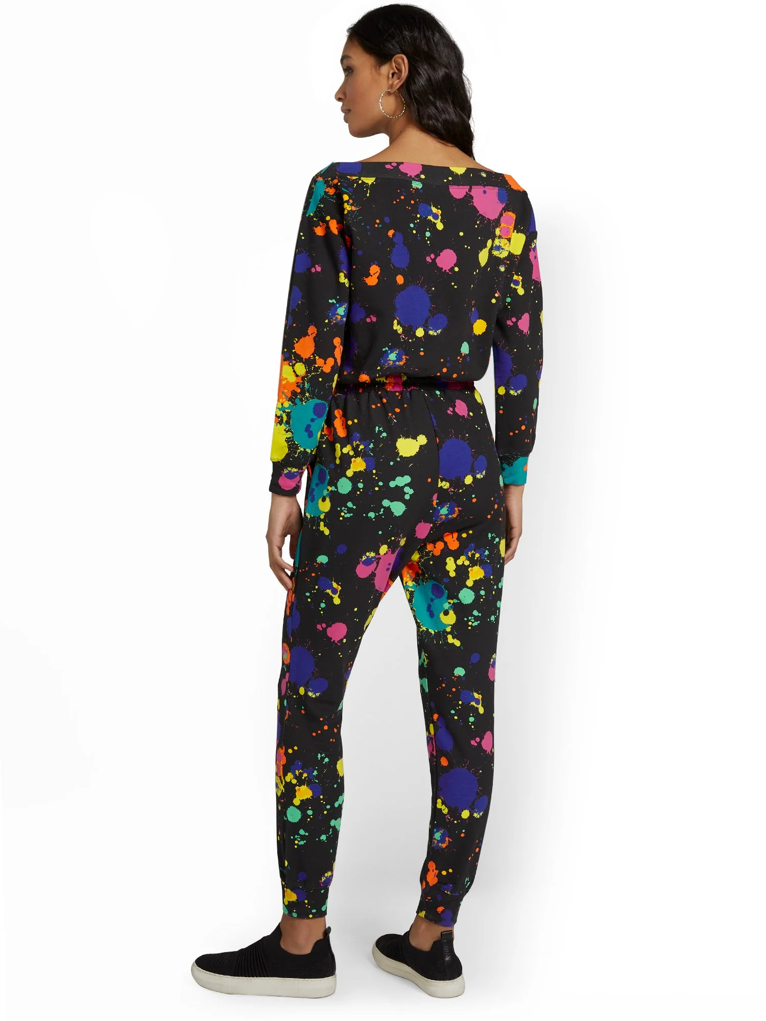 Paint-Splatter Slouchy French Terry Jumpsuit - Image 3
