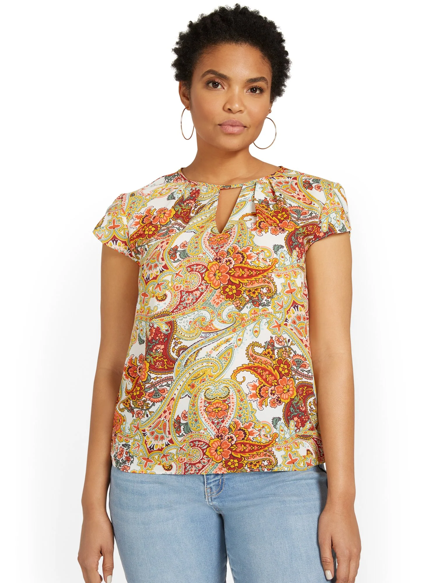 Paisley Bow-Back Pleated Top - Image 2