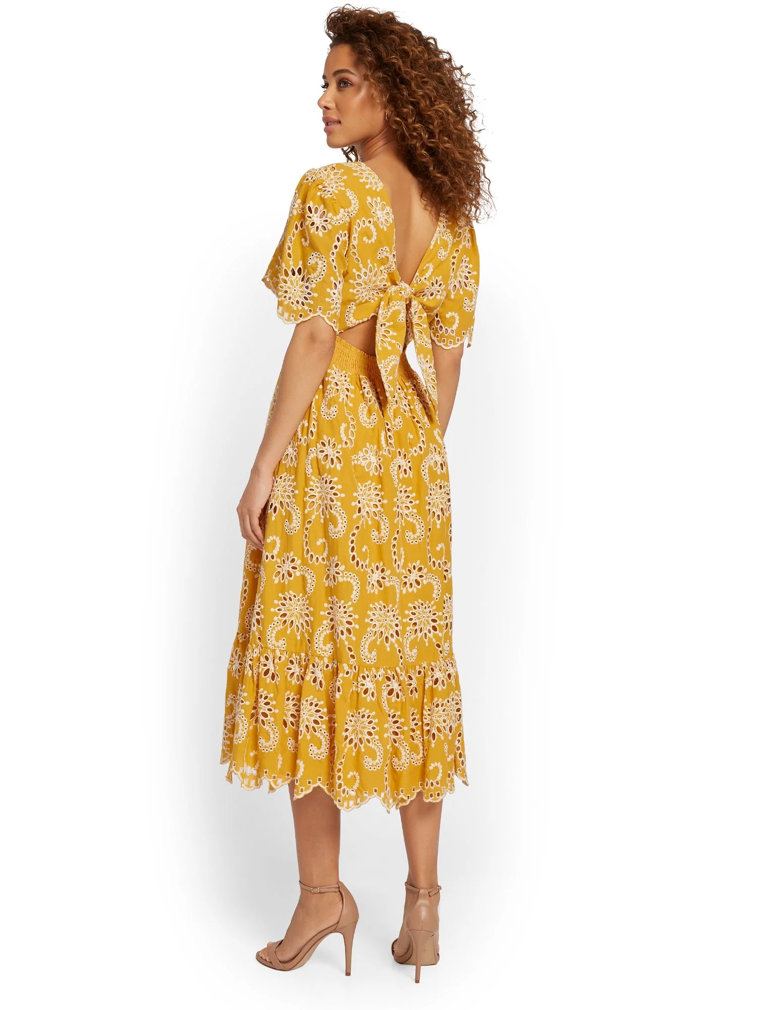 Just Me Paisley-Eyelet Open-Back Midi Dress - Brands We Love - Image 3