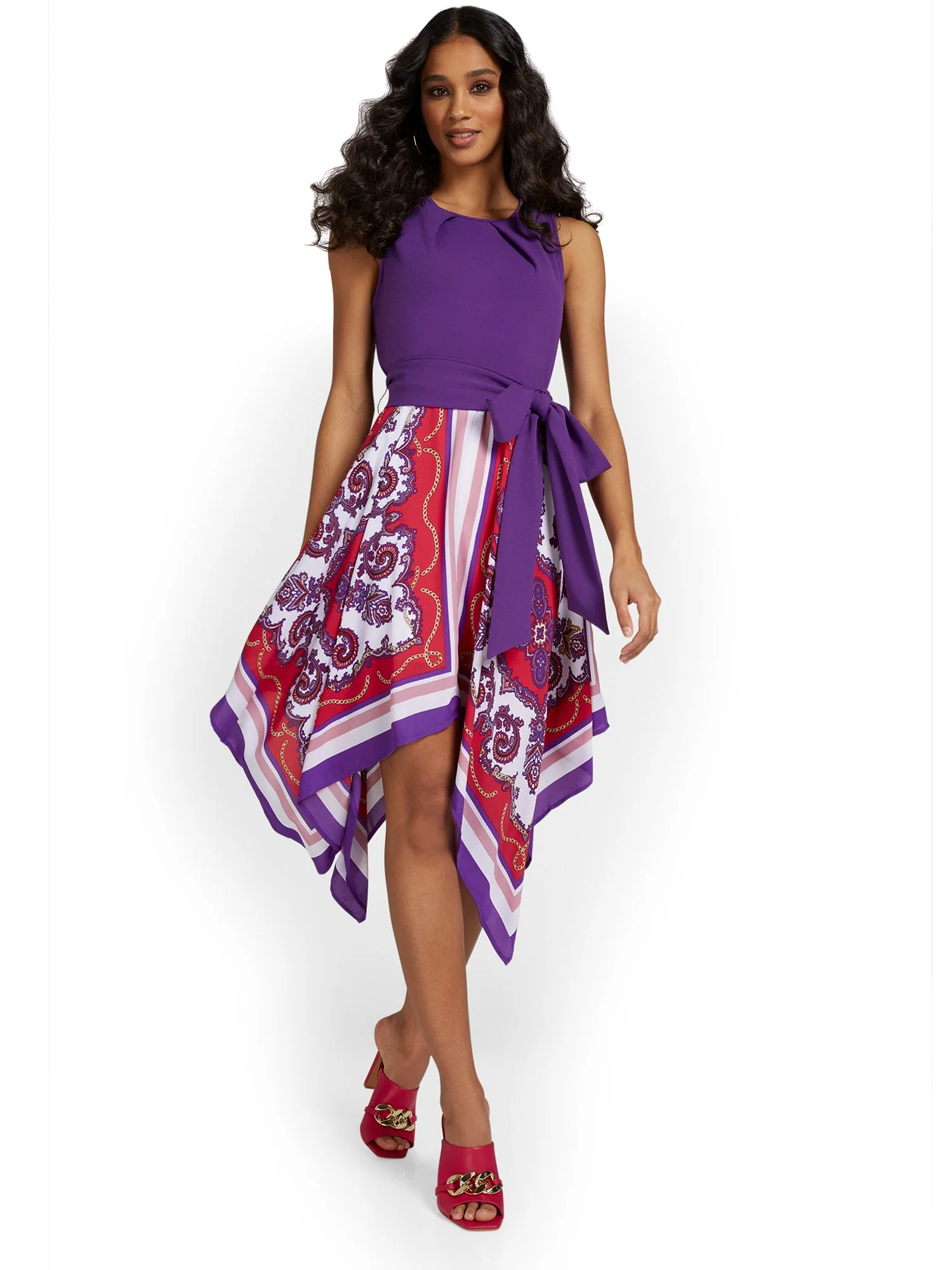 Paisley Handkerchief-Hem Midi Dress - Image 2