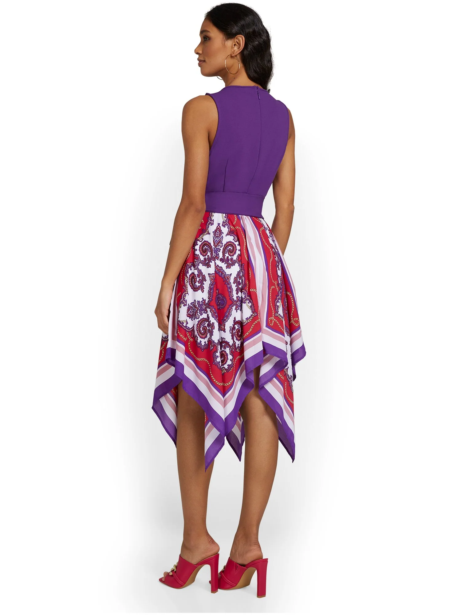 Paisley Handkerchief-Hem Midi Dress - Image 3