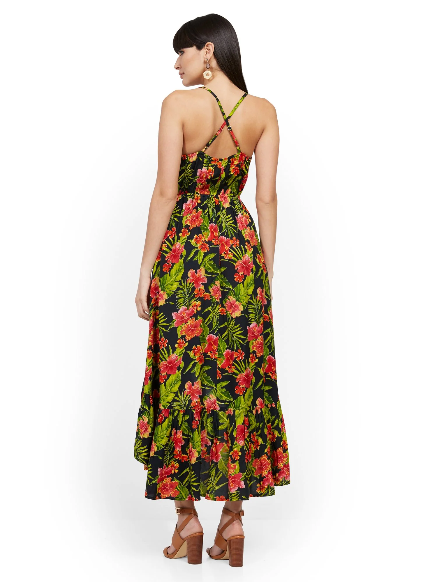 Palm Print Hi-Lo Maxi Dress - Image 3