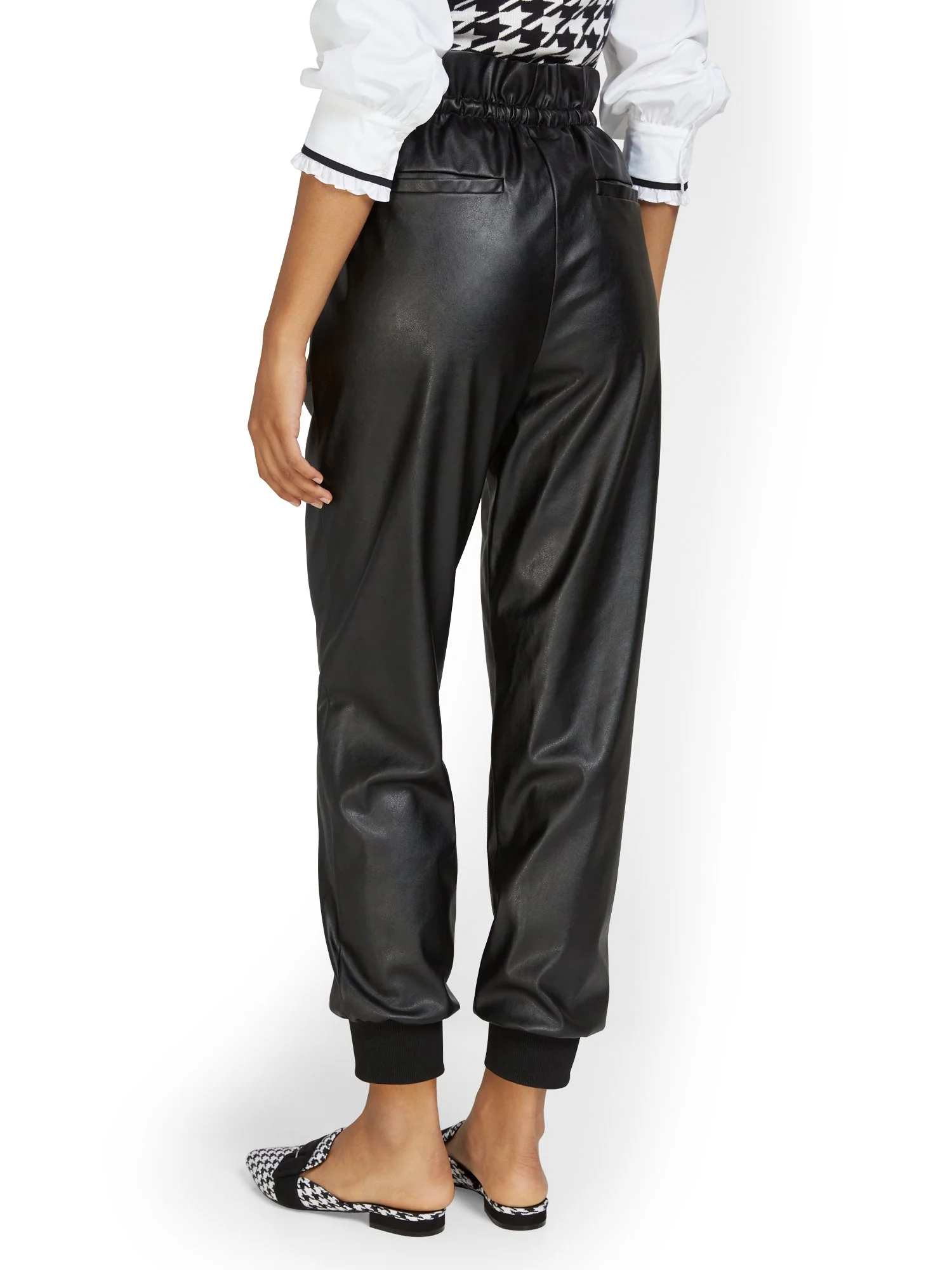 Paperbag-Waist Faux-Leather Jogger Pant - Image 3