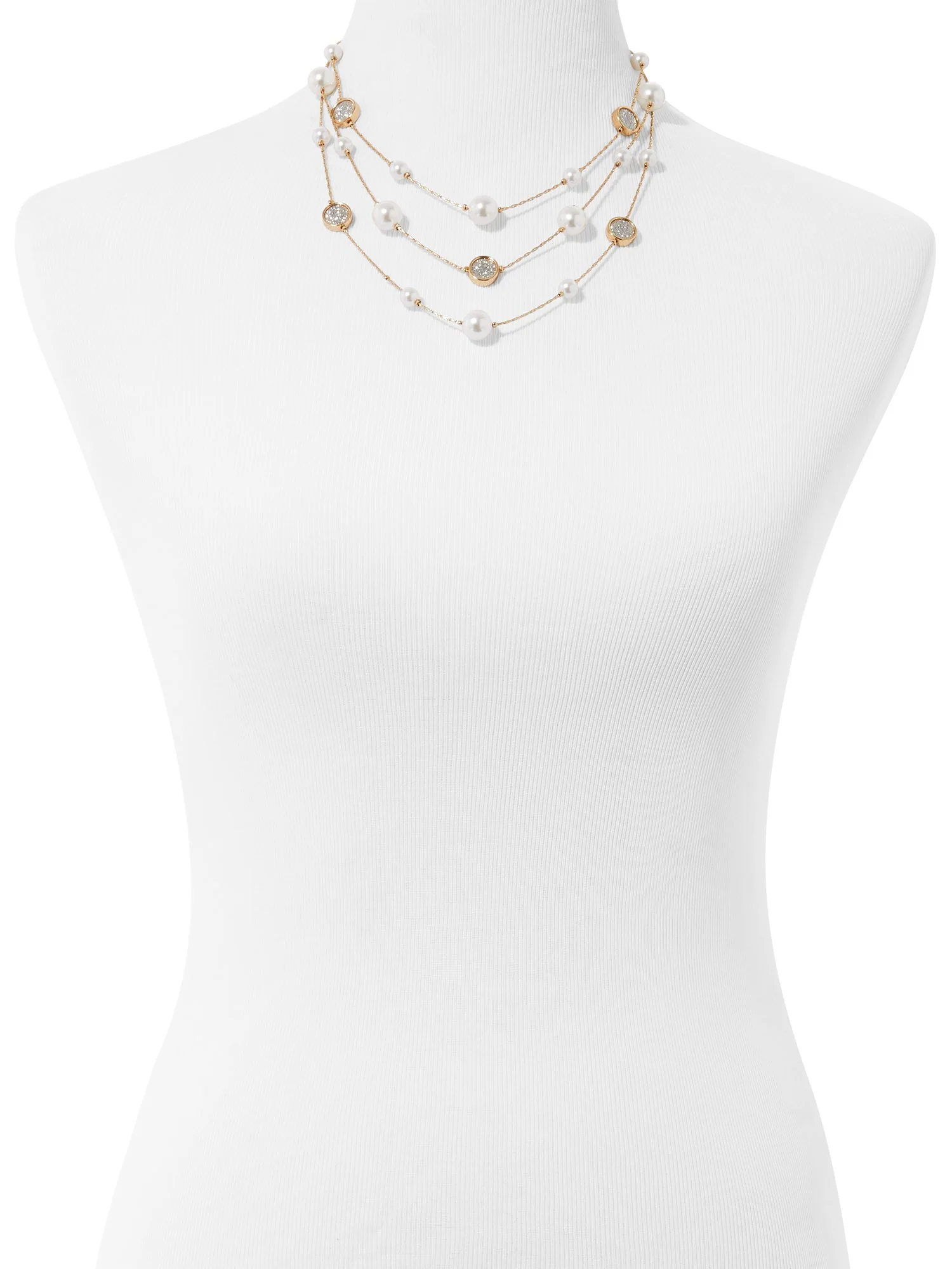 Pearl & Crystal Layered Necklace - Image 2