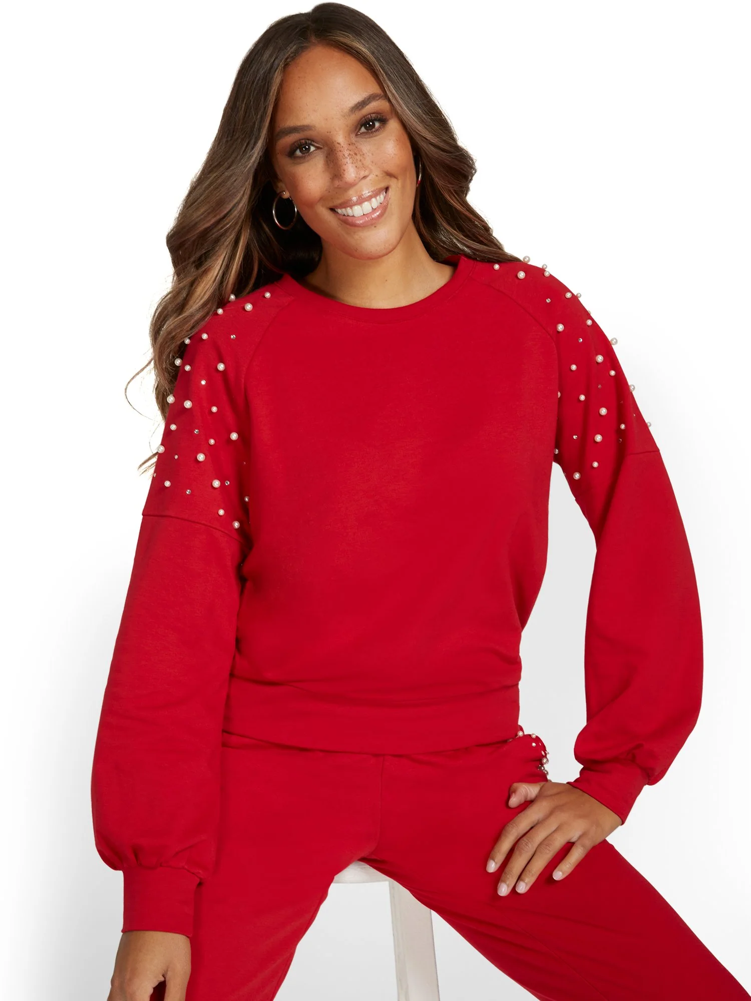 Pearl-Embellished Balloon-Sleeve Pullover - Image 6