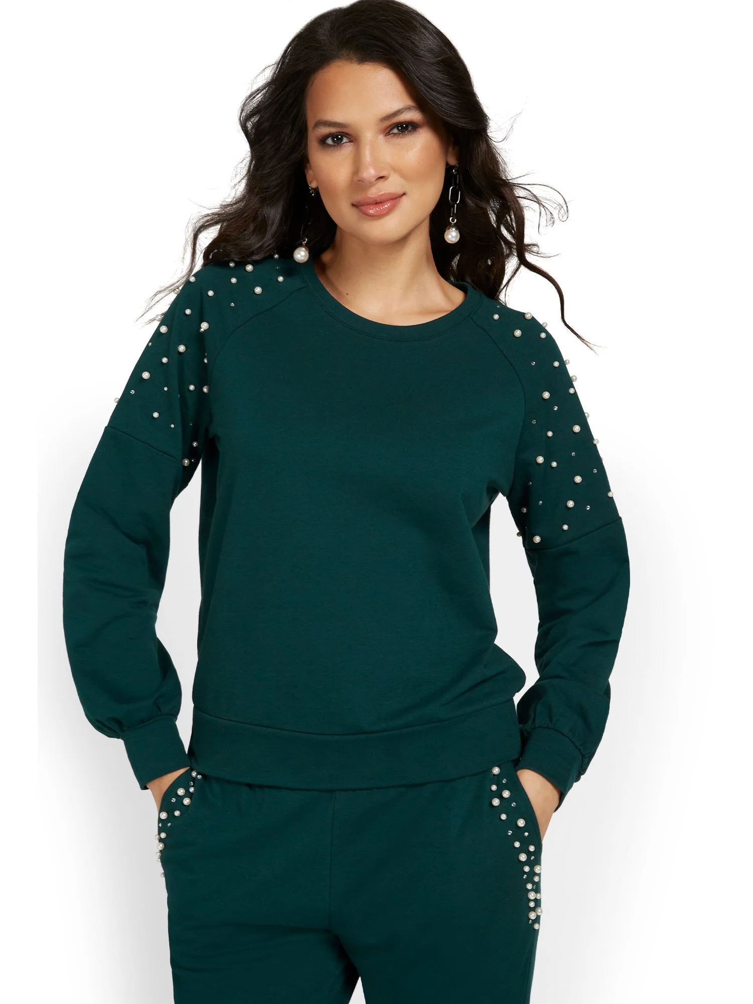 Pearl-Embellished Balloon-Sleeve Pullover - Image 9