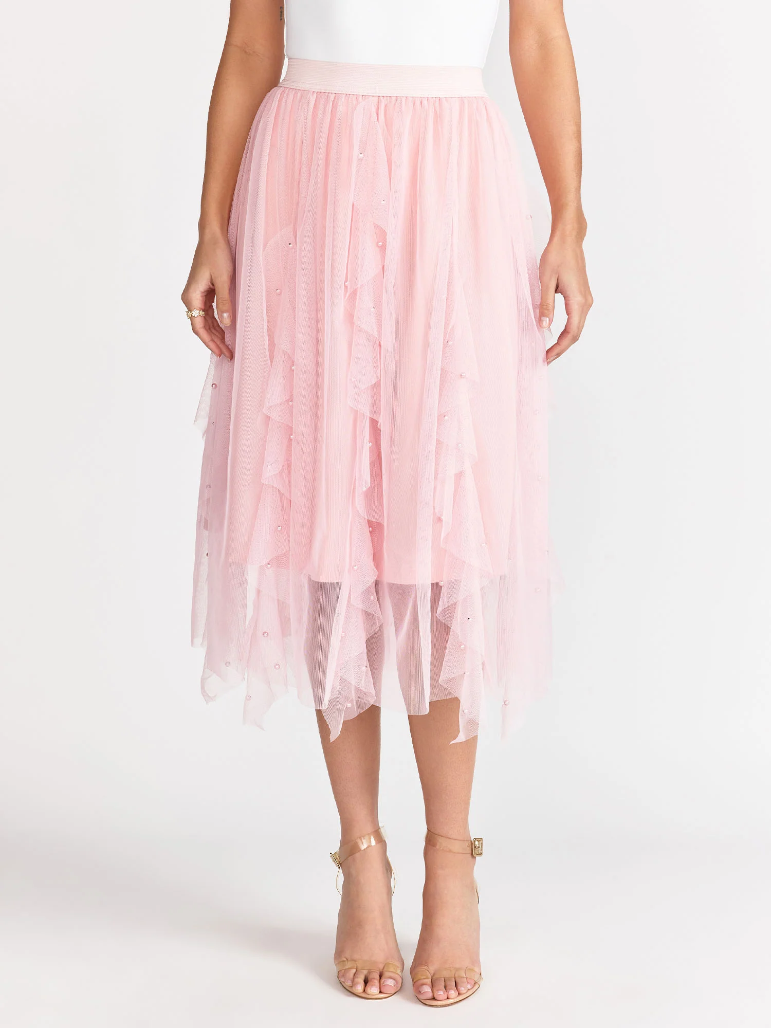 Pearl Mesh Ruffled Midi Skirt - Lena - Image 2