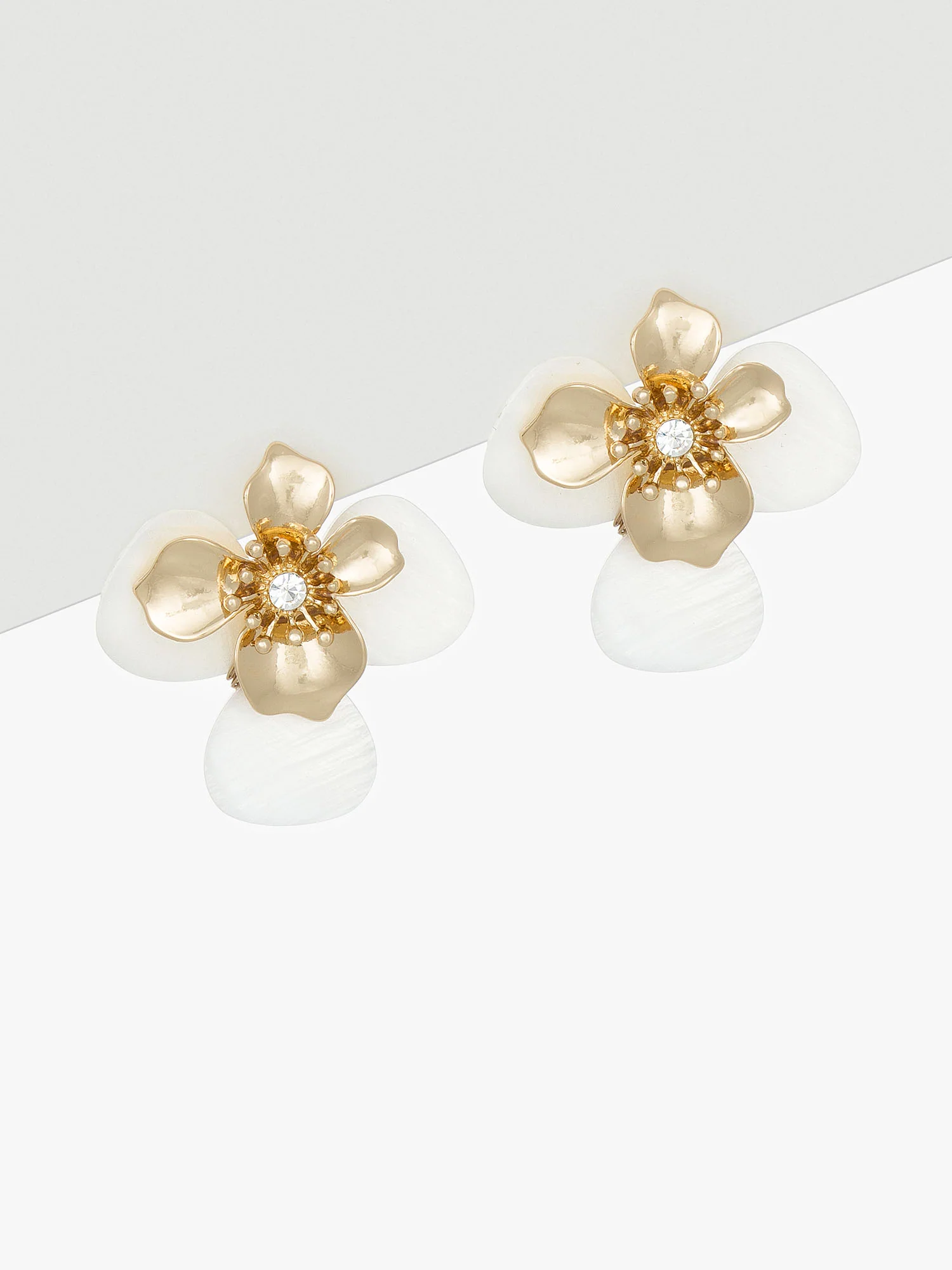 Pearlized Floral Statement Earrings - Image 2
