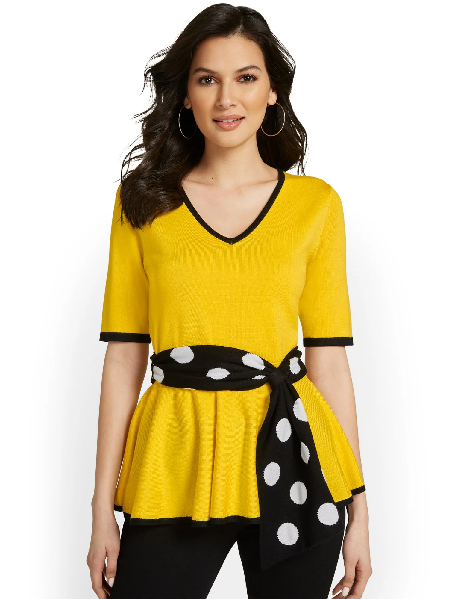 Peplum Belted Sweater - Image 2