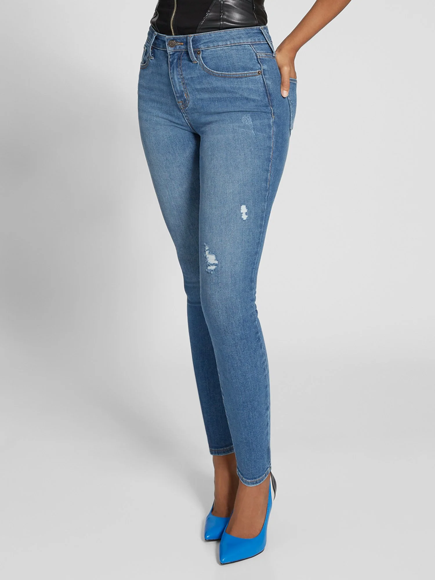Perfect Fit High-Waisted Super-Skinny Jeans - Light Wash - Image 4