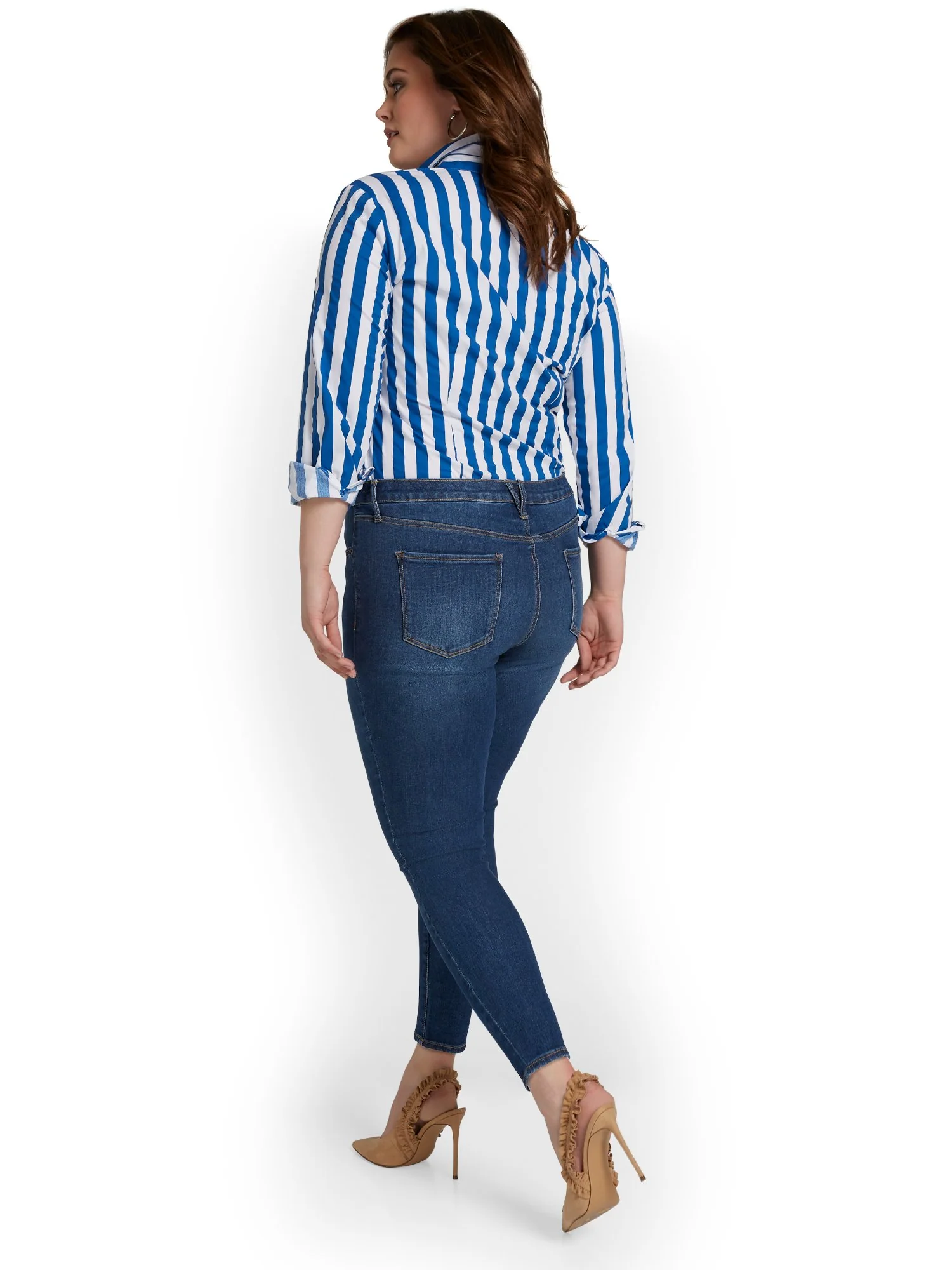 Perfect Fit Mid-Rise Super-Skinny Ankle Jeans - Medium Blue Wash - Image 3