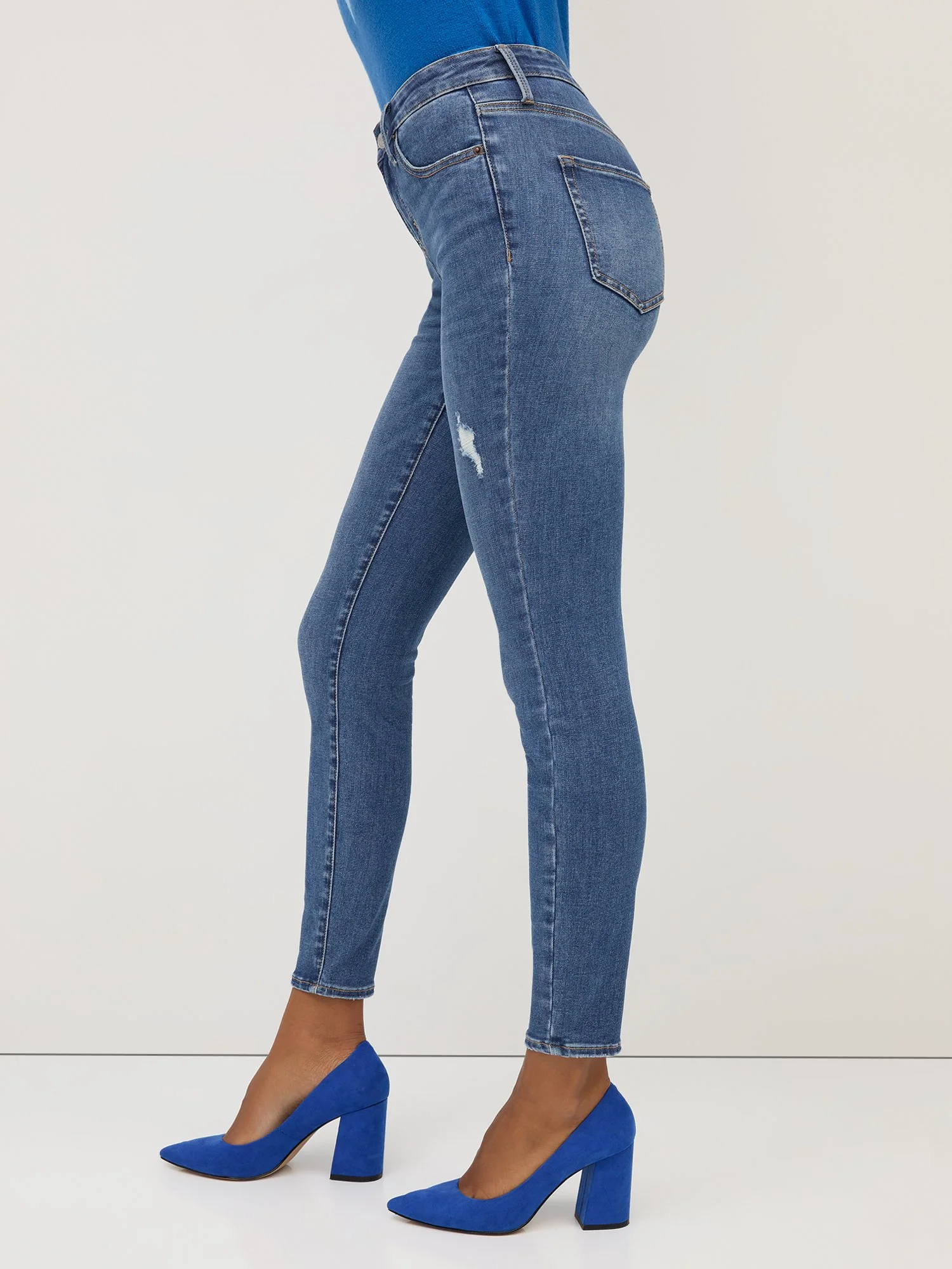 Perfect Fit Mid-Rise Super-Skinny Jeans - Medium Wash - Image 10