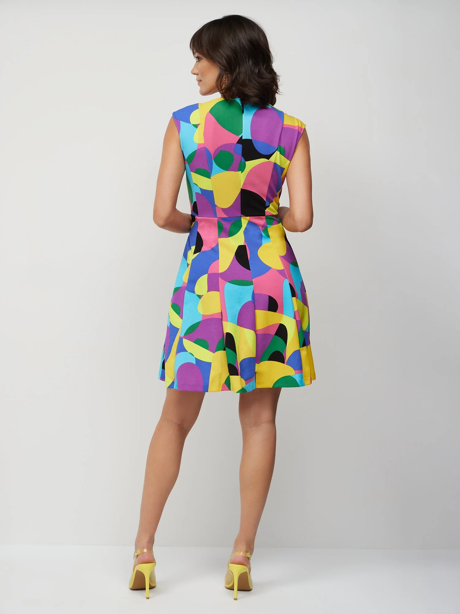 Petite Abstract-Print Flare Dress - Magic Crepe® - Image 2