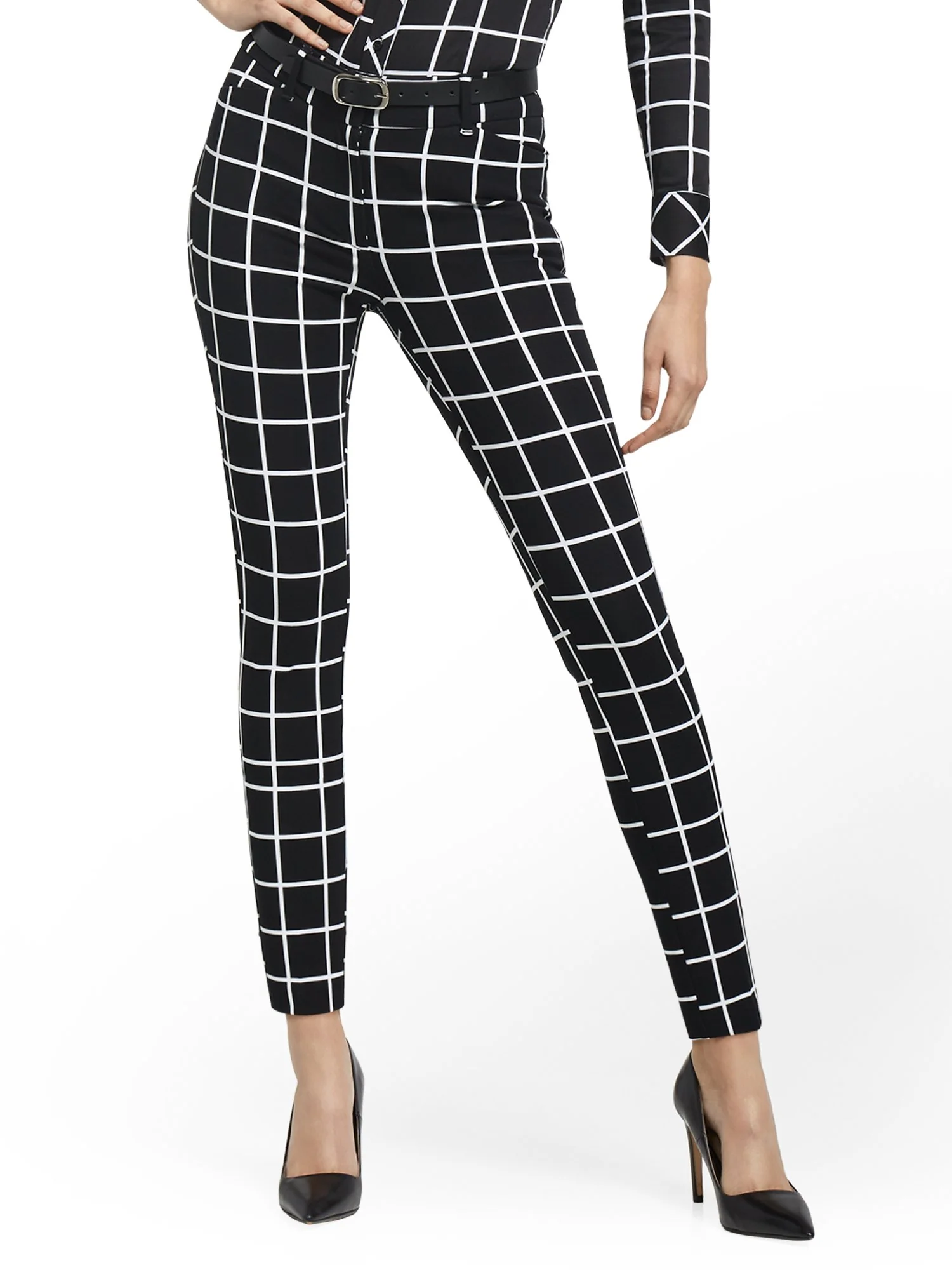 Petite Audrey High-Waisted Ankle Pant - Grid-Print