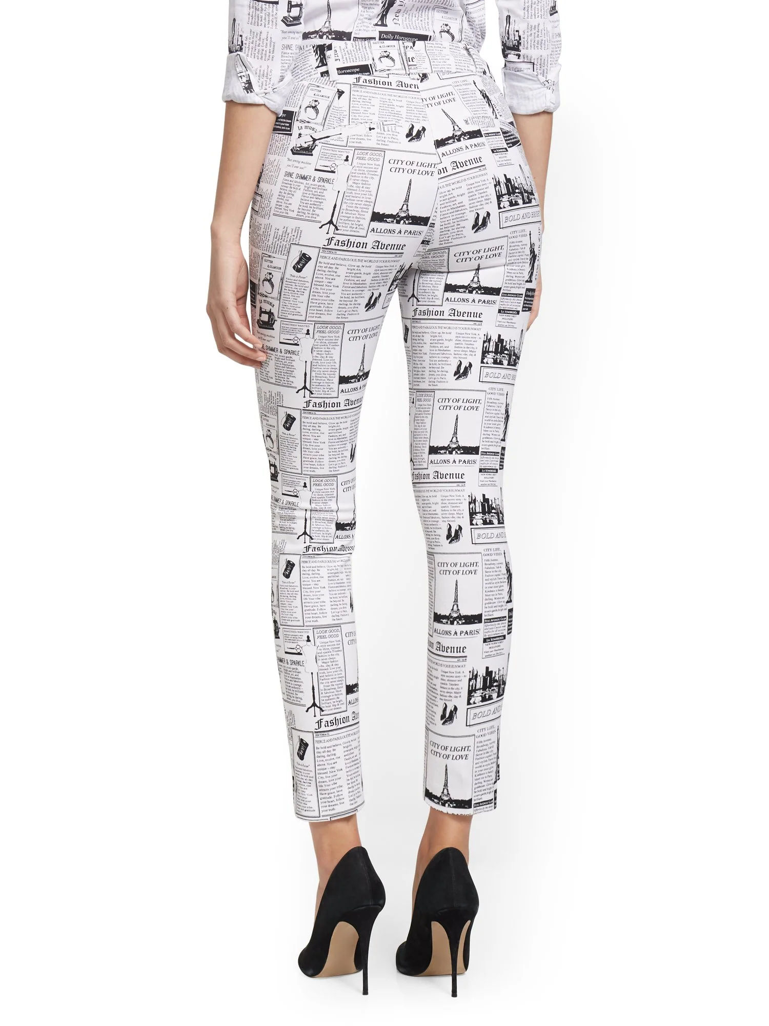 Petite Audrey High-Waisted Ankle Pant - Newspaper-Print - Image 2